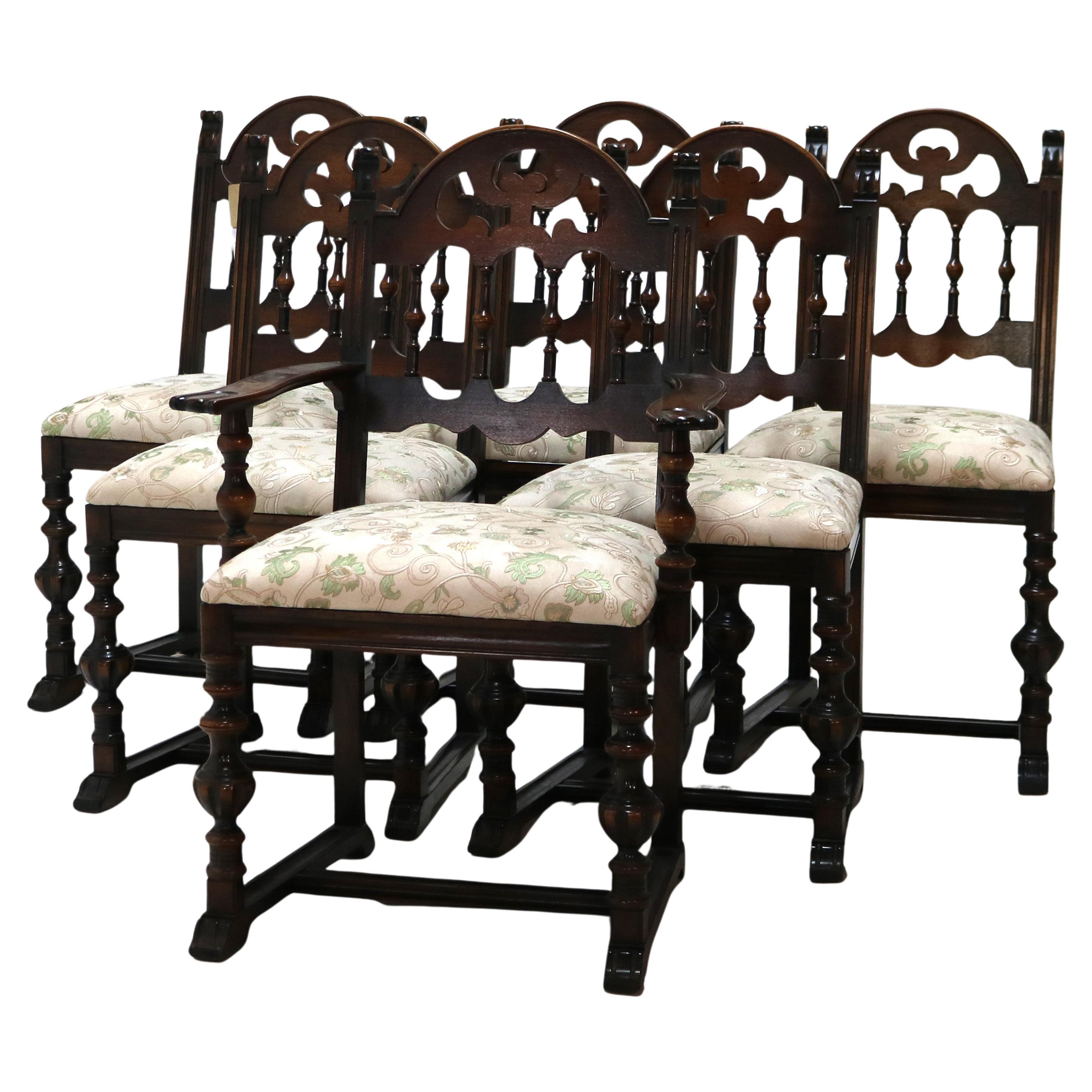 Six Antique Berkey & Gay or Kittinger School Carved Walnut Dining Chairs C1930 For Sale