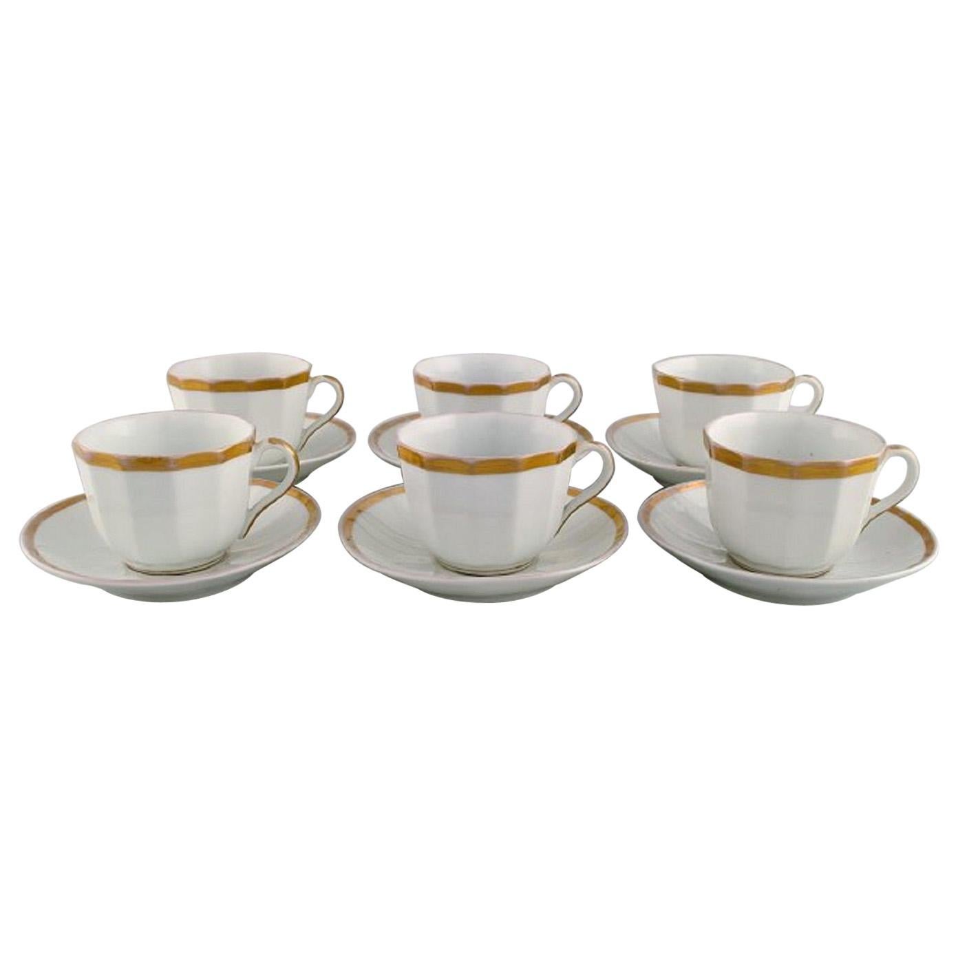 Six Antique Bing & Grøndahl Coffee Cups with Saucers, 1870s For Sale