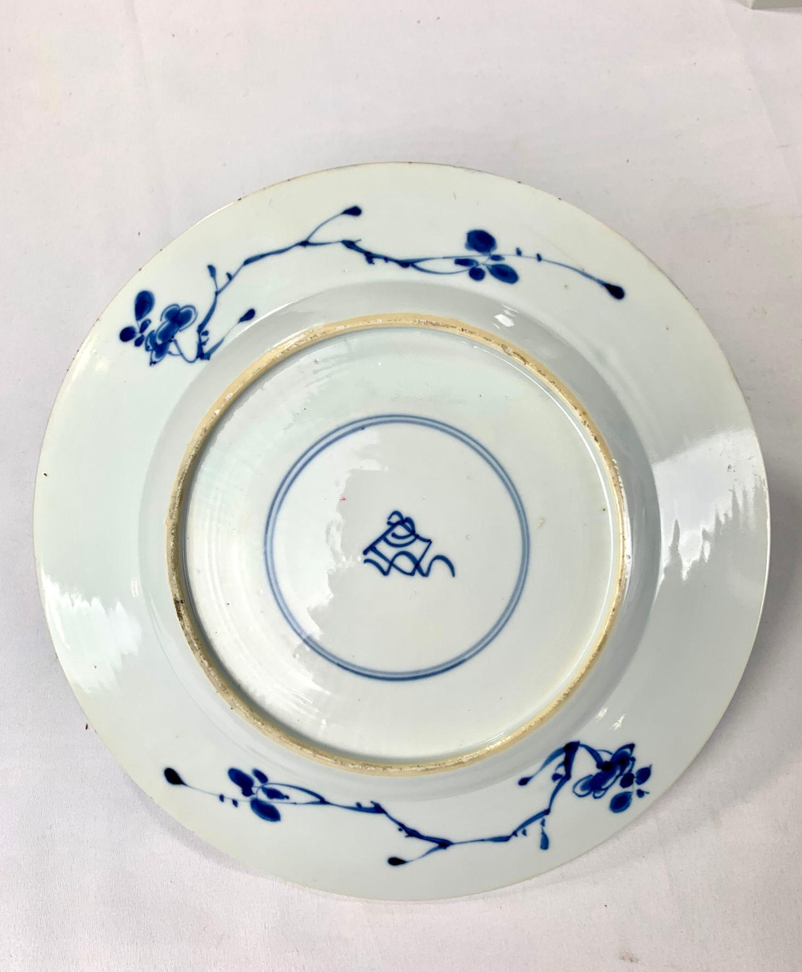 Juego de 6 platos antiguos de porcelana china azul y blanca Kangxi  C-1700 4