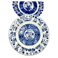 Cabinet Set 6 Antique Blue and White Chinese Porcelain Dishes Kangxi  C-1700