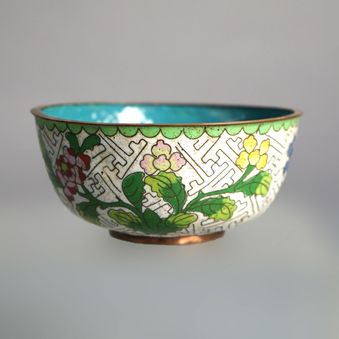 Six Antique Chinese Cloisonne Enameled Rice Bowls C1920 For Sale 6