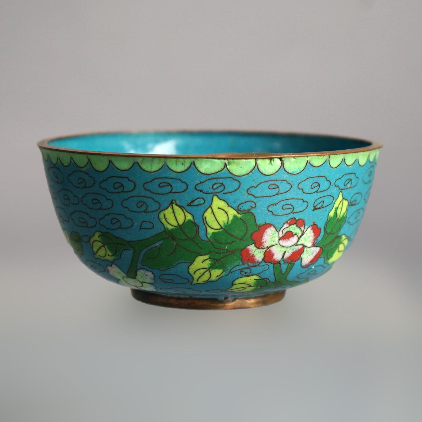 Six Antique Chinese Cloisonne Enameled Rice Bowls C1920 For Sale 7