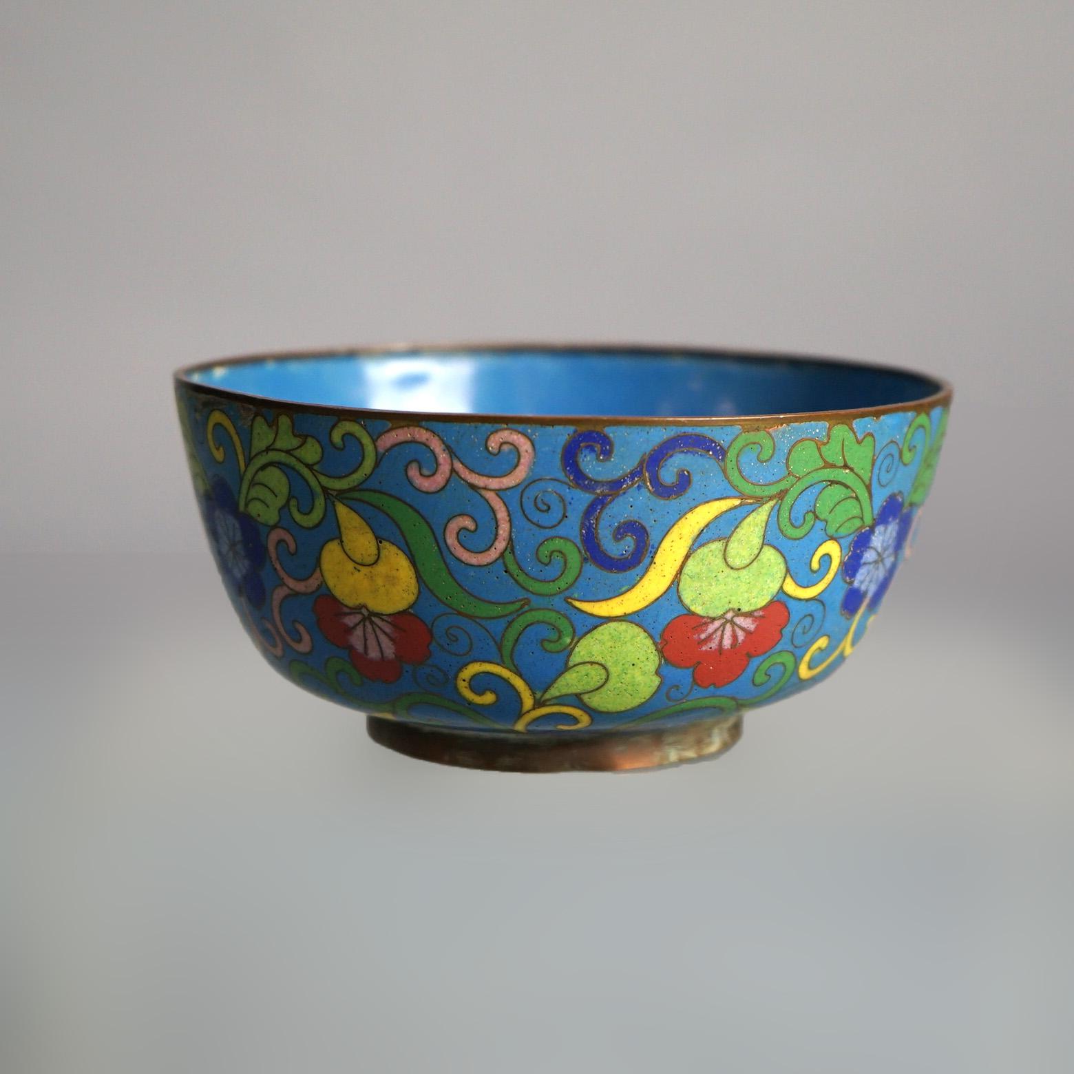 Six Antique Chinese Cloisonne Enameled Rice Bowls C1920 For Sale 8