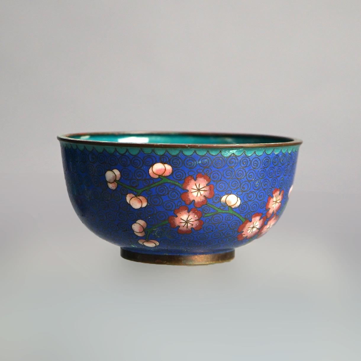 Cloissoné Six Antique Chinese Cloisonne Enameled Rice Bowls C1920 For Sale