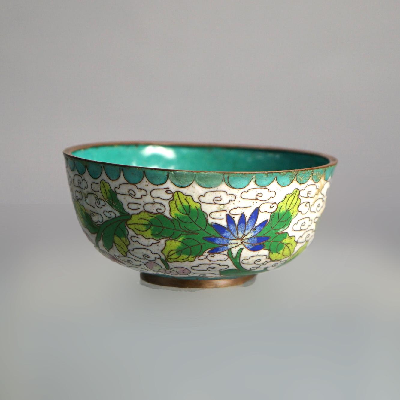 Six Antique Chinese Cloisonne Enameled Rice Bowls C1920 For Sale 3
