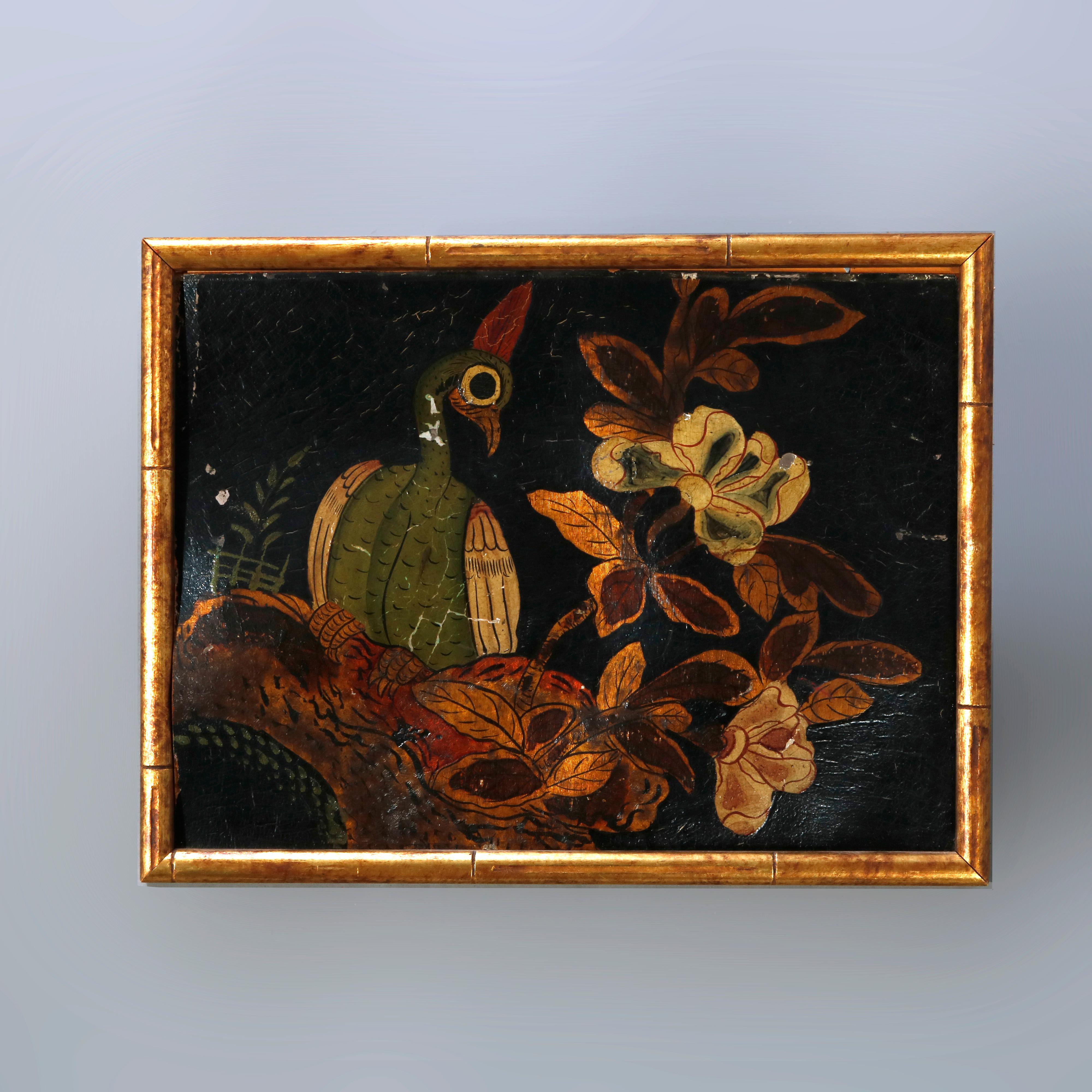 Hand-Painted Six Antique Chinese Oil Paintings on Canvas, Genre & Garden Scenes, 18th-19th C