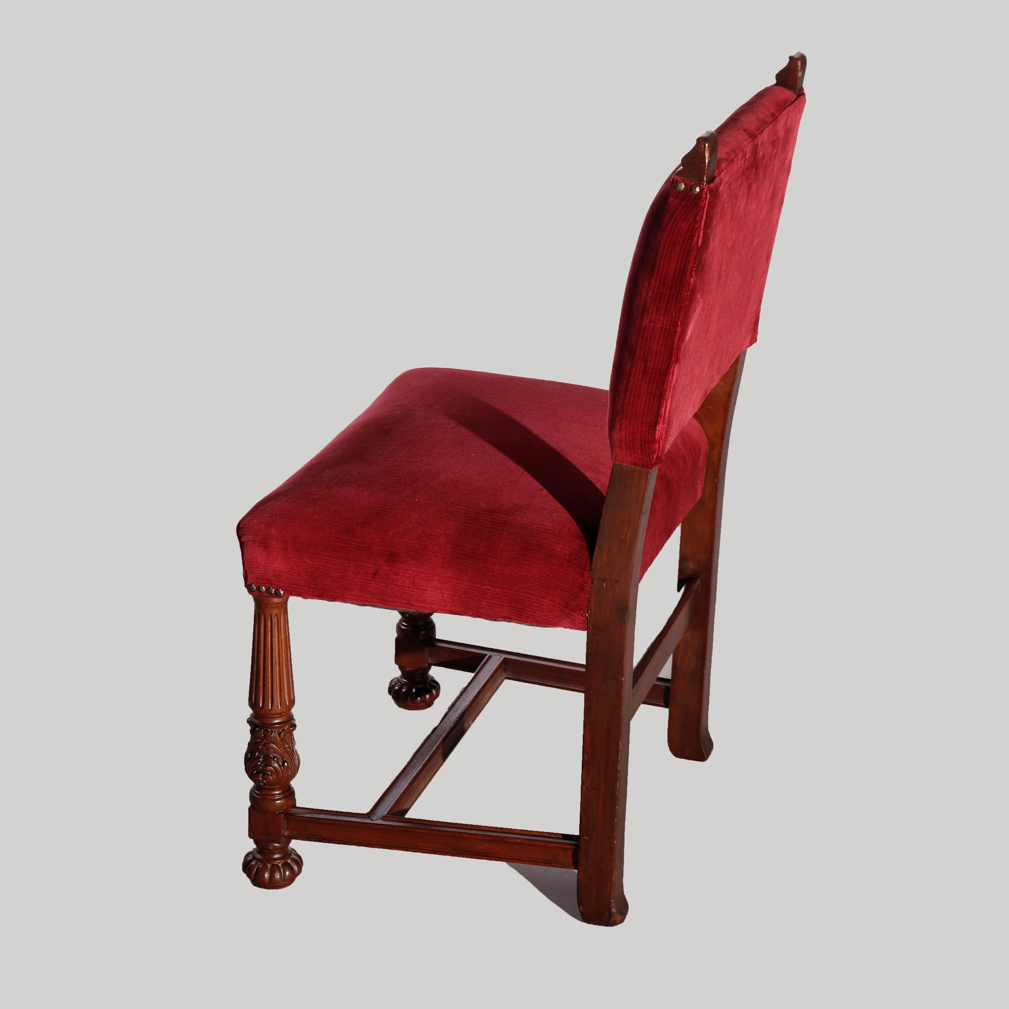 Renaissance Revival Six Antique Classical French Renaissance Carved Mahogany Dining Chairs, c1900