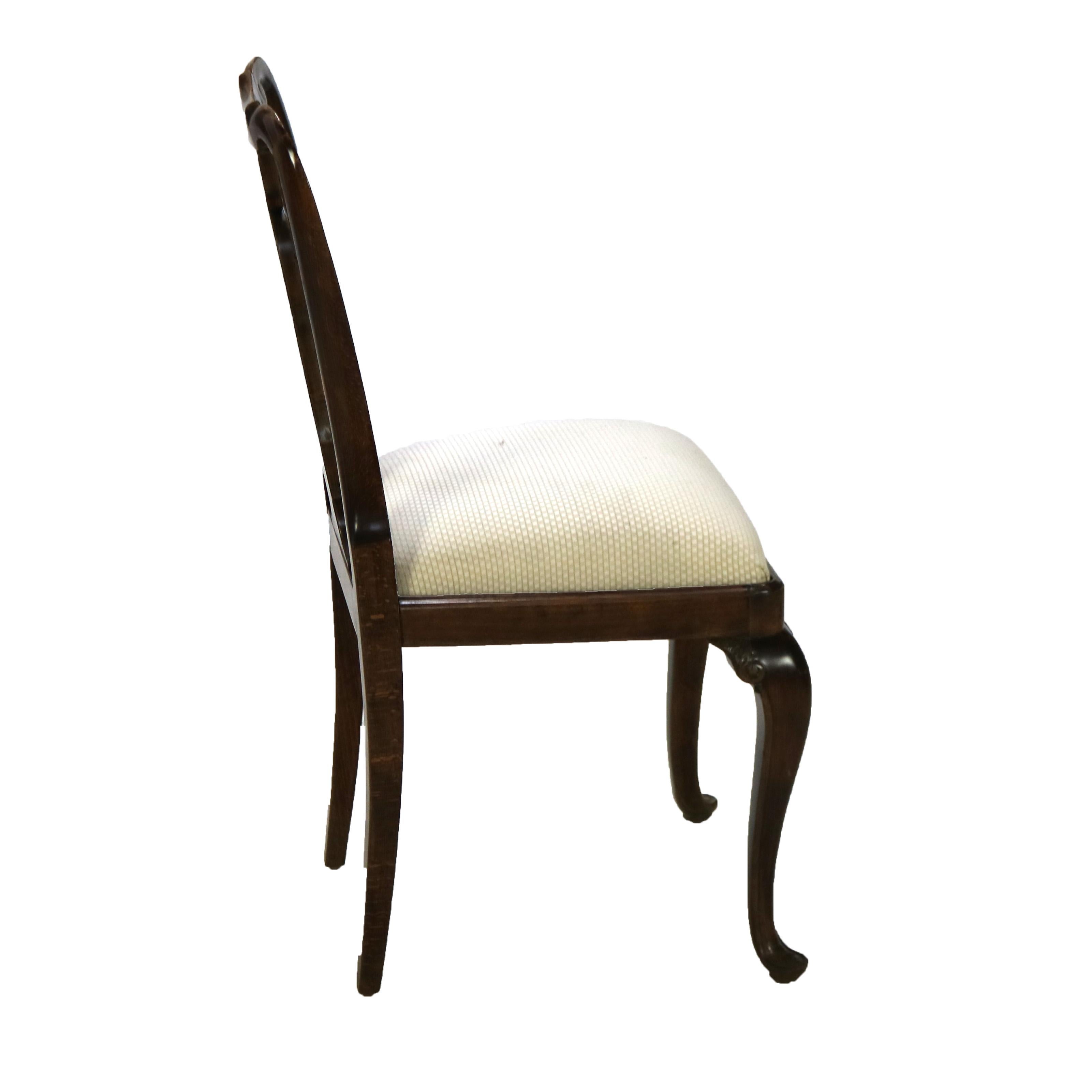 Six Antique English George III Style Oyster Burl Dining Room Chairs C1920 In Good Condition For Sale In Big Flats, NY