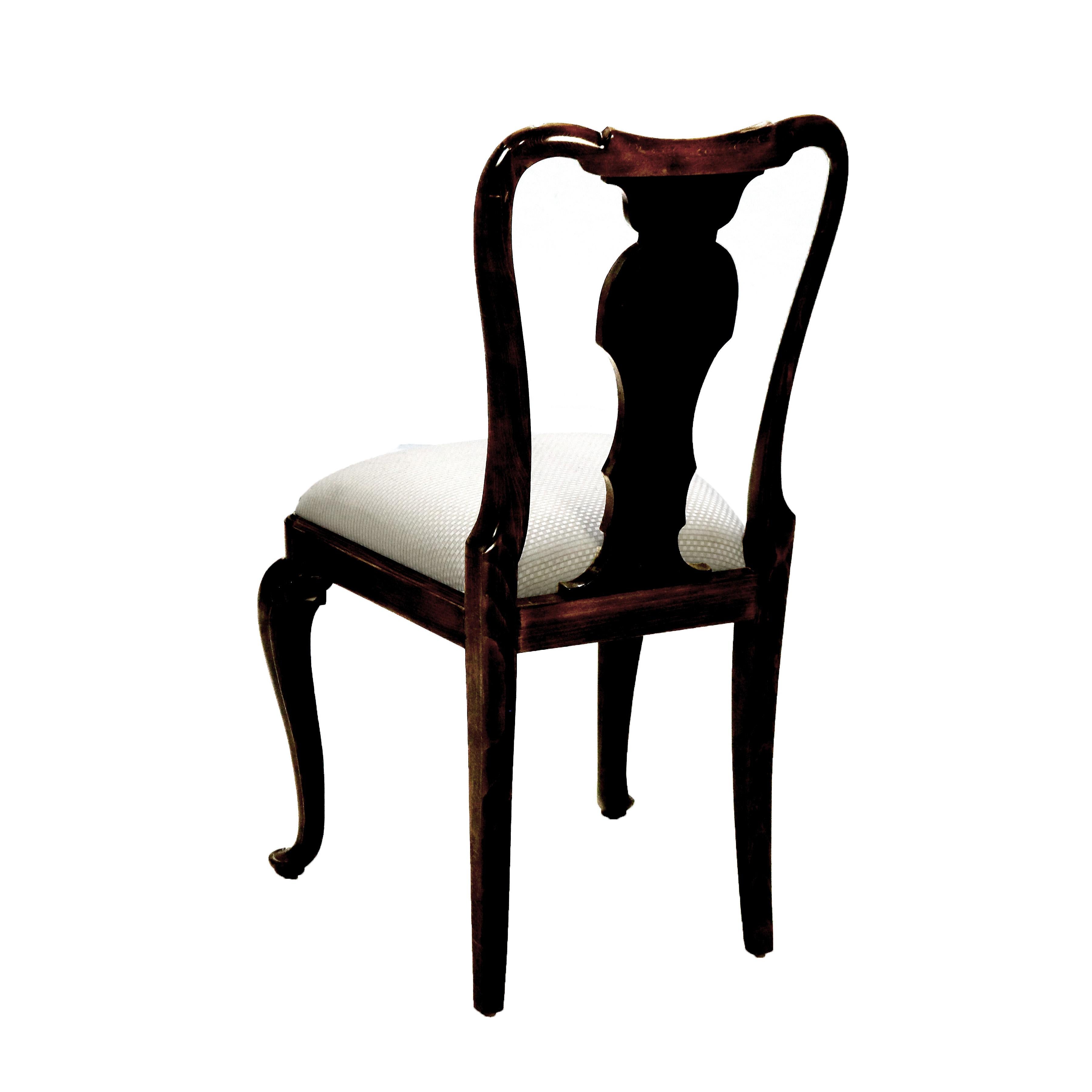 20th Century Six Antique English George III Style Oyster Burl Dining Room Chairs C1920 For Sale