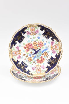 Six Antique English Imari Plates, Vibrant Colors, Hand Painted