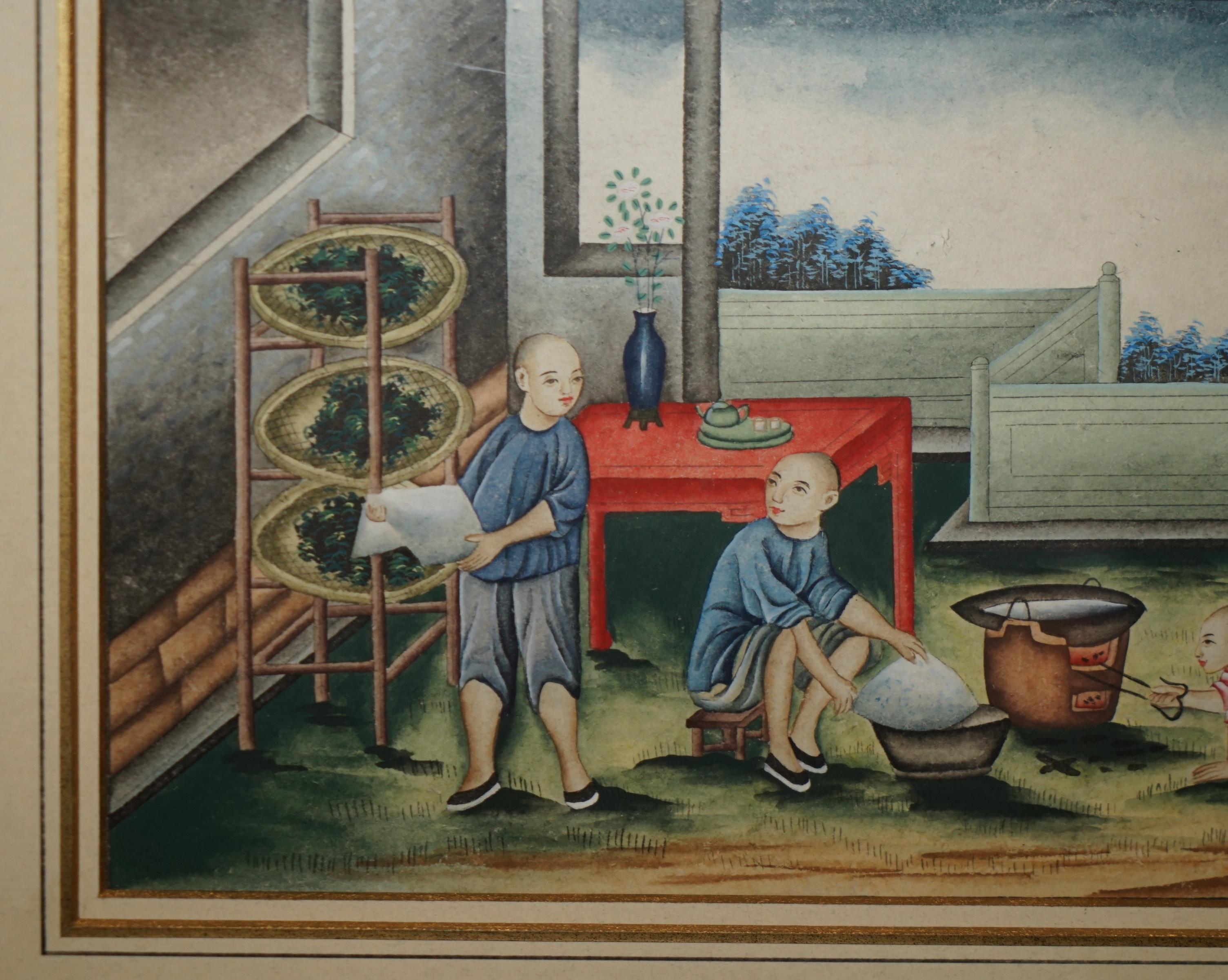 Cinese SEI ANTICHE EXQUISITE PITTURE CINESI ALL'ACQUERELLO E CON LACCATURA in vendita