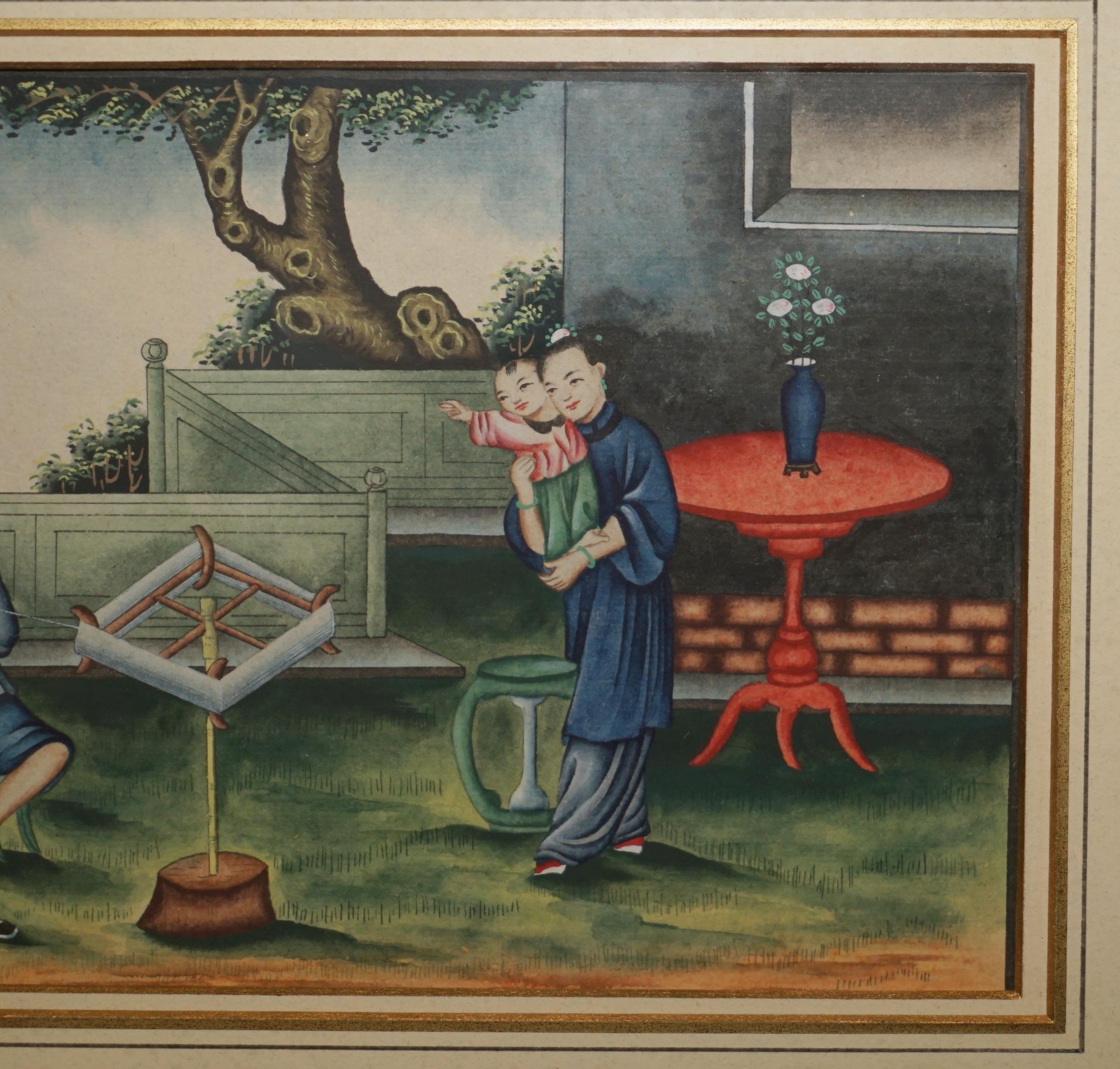 SEI ANTICHE EXQUISITE PITTURE CINESI ALL'ACQUERELLO E CON LACCATURA in vendita 1