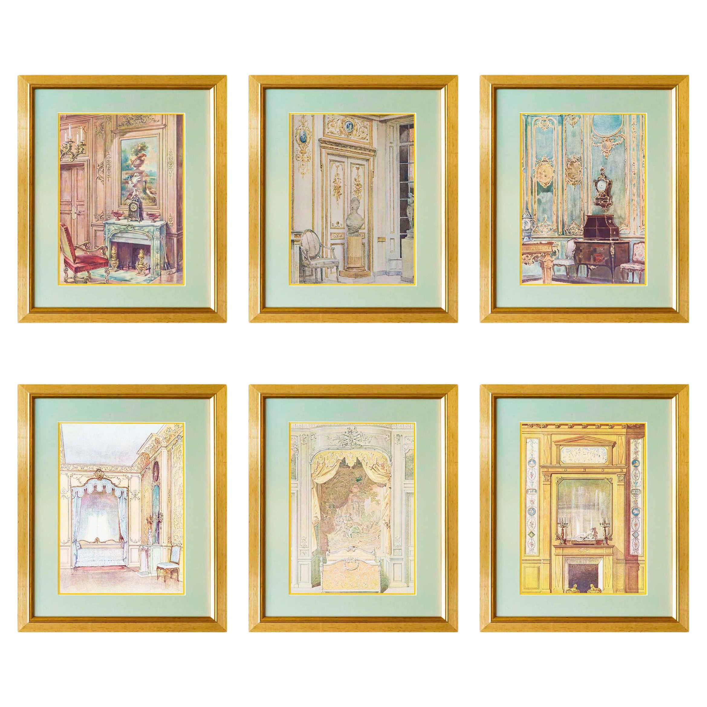 Six Antique French Home Decor Prints