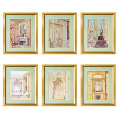 Six Antique French Home Decor Prints