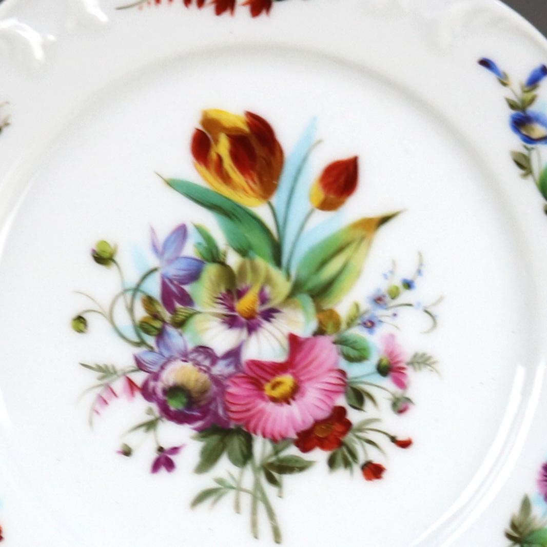 Six Antique French Limoges Hand Painted Floral Porcelain Lunch Plates C1900

Measures- 8