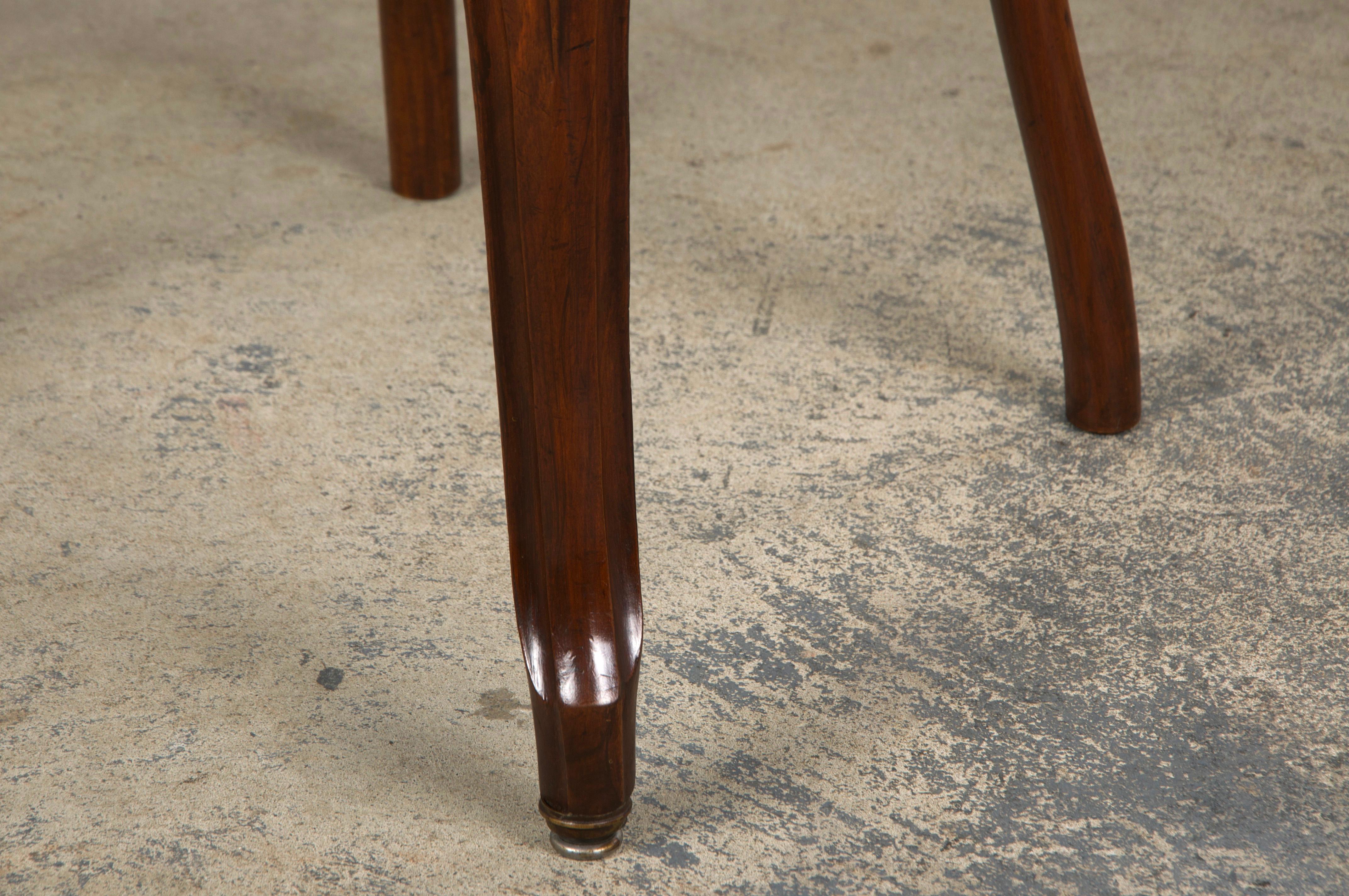 Six Antique French Louis XV Balloon Back Maple Dining Chairs in Green Velvet For Sale 12