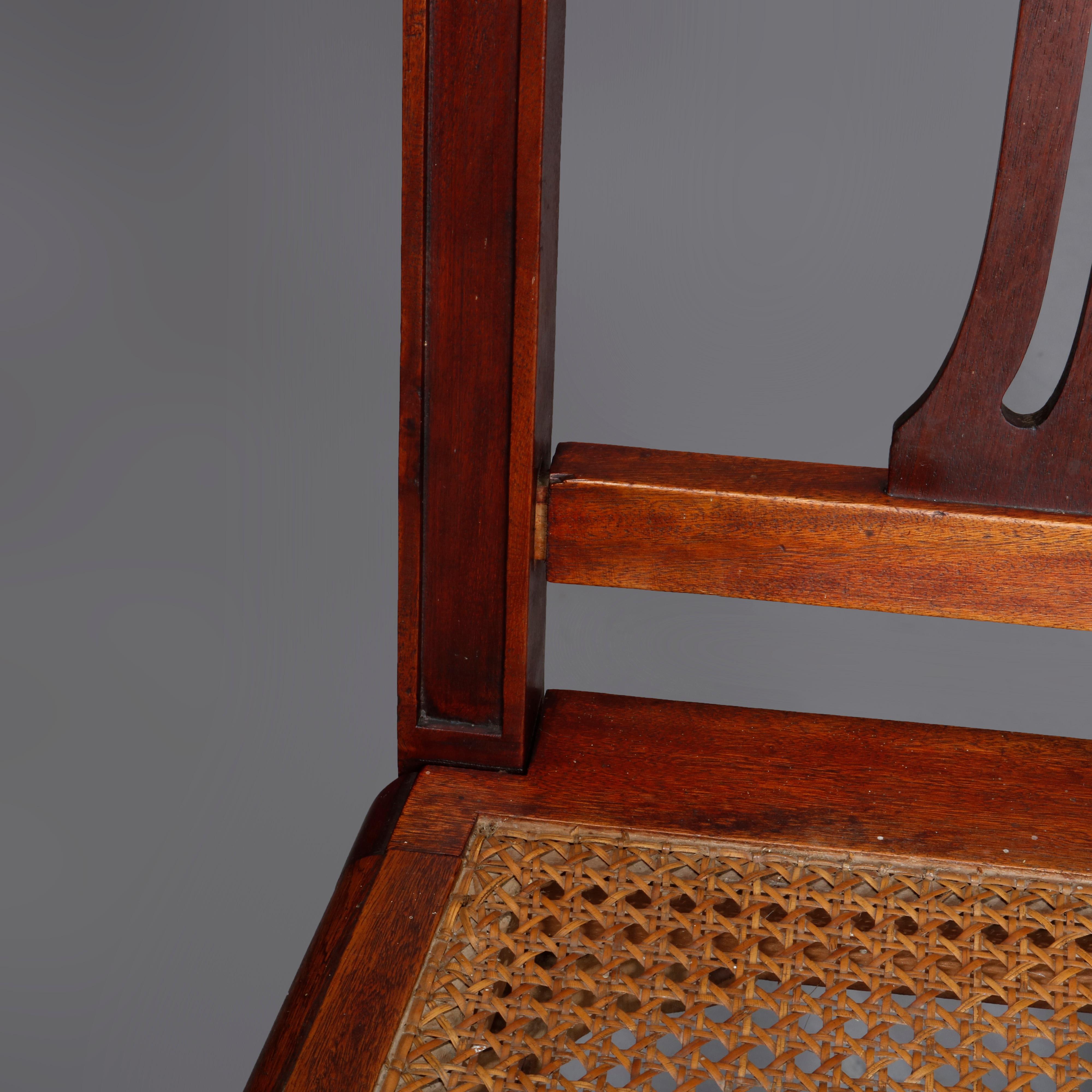 Sechs antike französische Louis-XVI-Sessel aus Mahagoni mit Rohrstühlen, frühes 20. Jahrhundert im Angebot 5