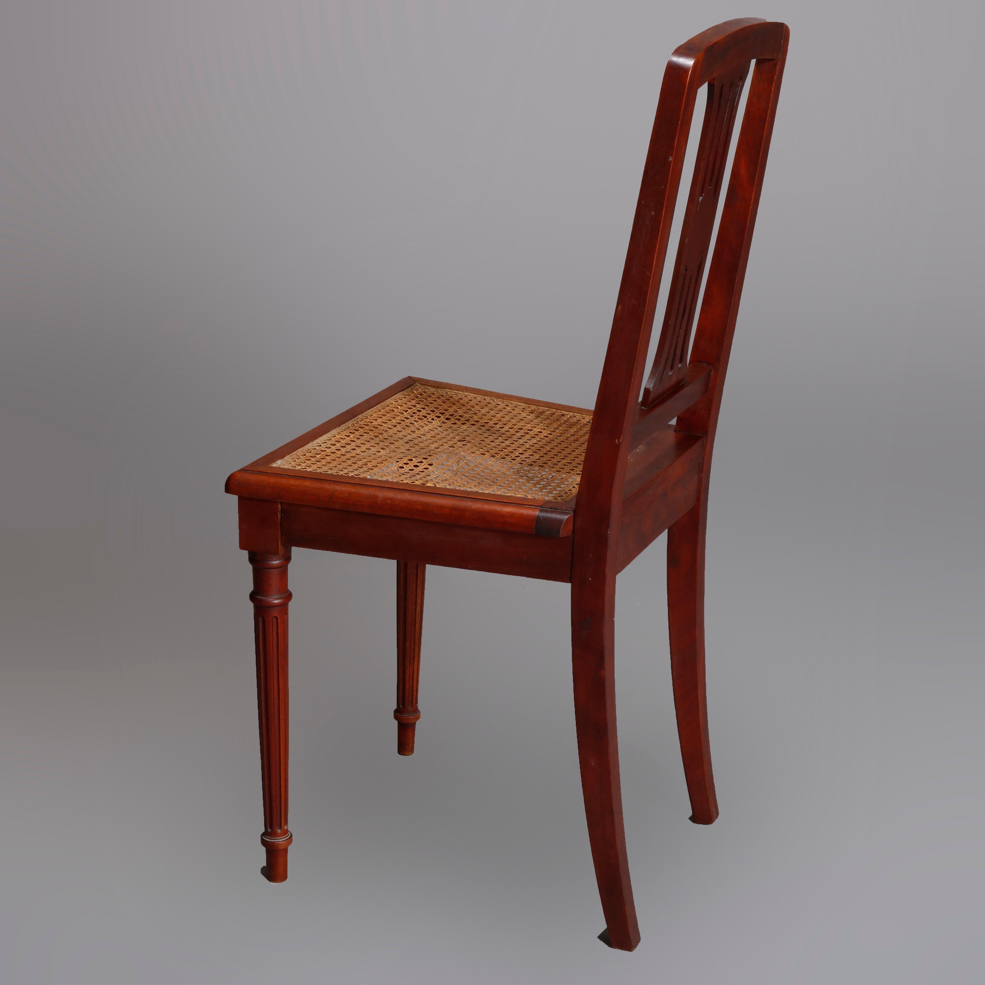 Six Antique French Louis XVI Mahogany Cane Seat Chairs, Early 20th Century For Sale 2