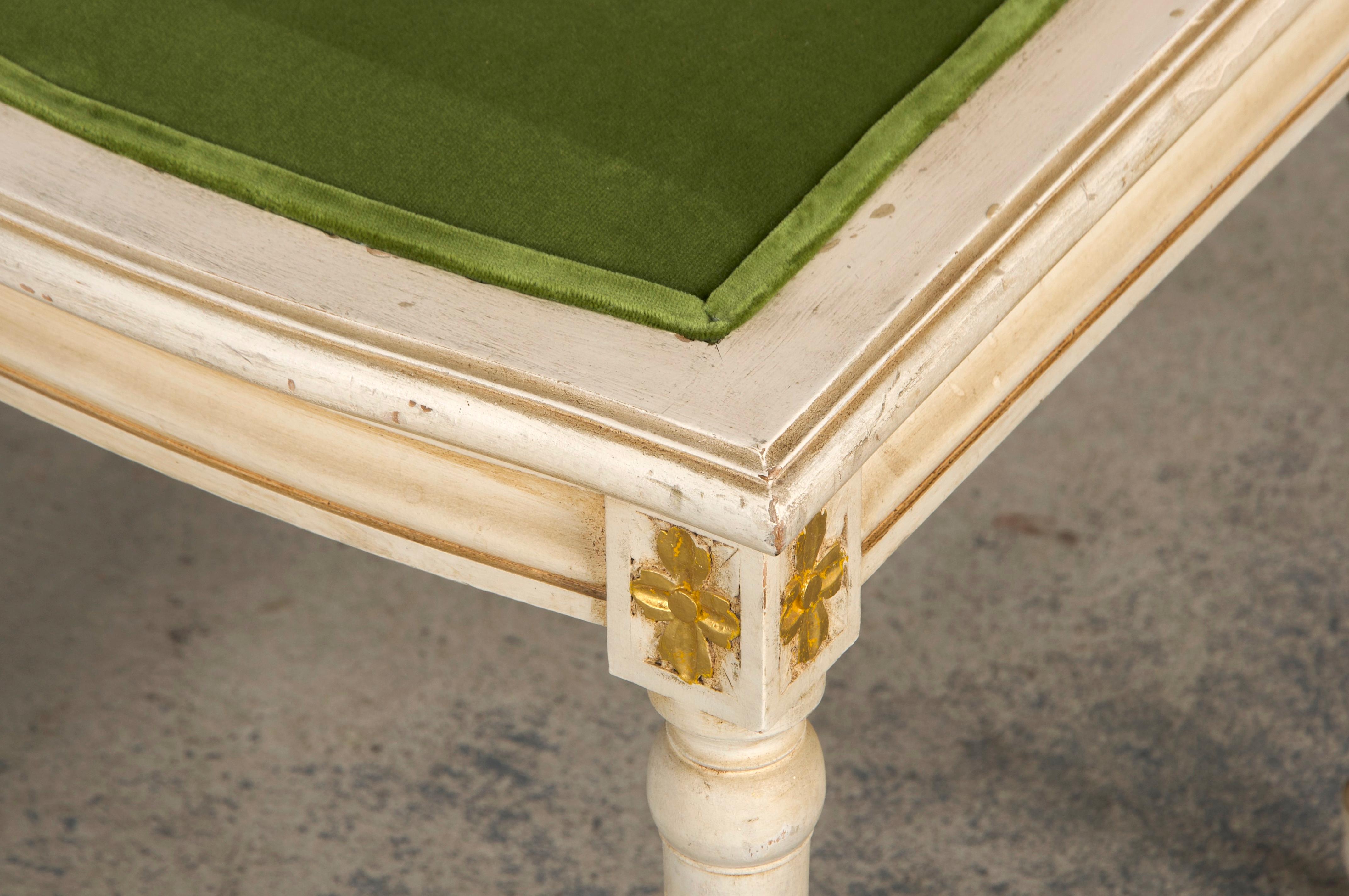 Six Antique French Louis XVI Style Painted Square Cane Back Dining Chairs 7