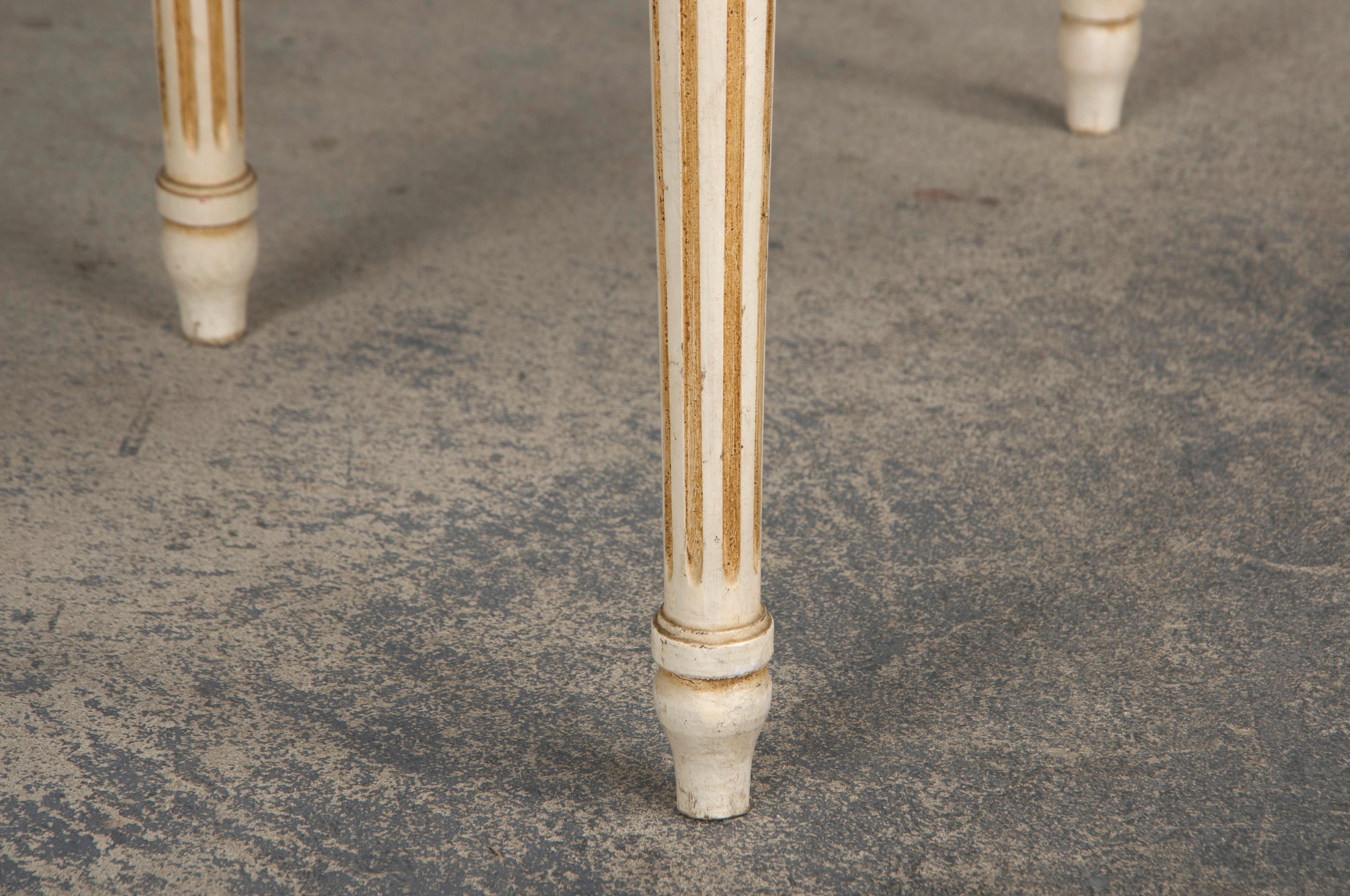 Six Antique French Louis XVI Style Painted Square Cane Back Dining Chairs 9