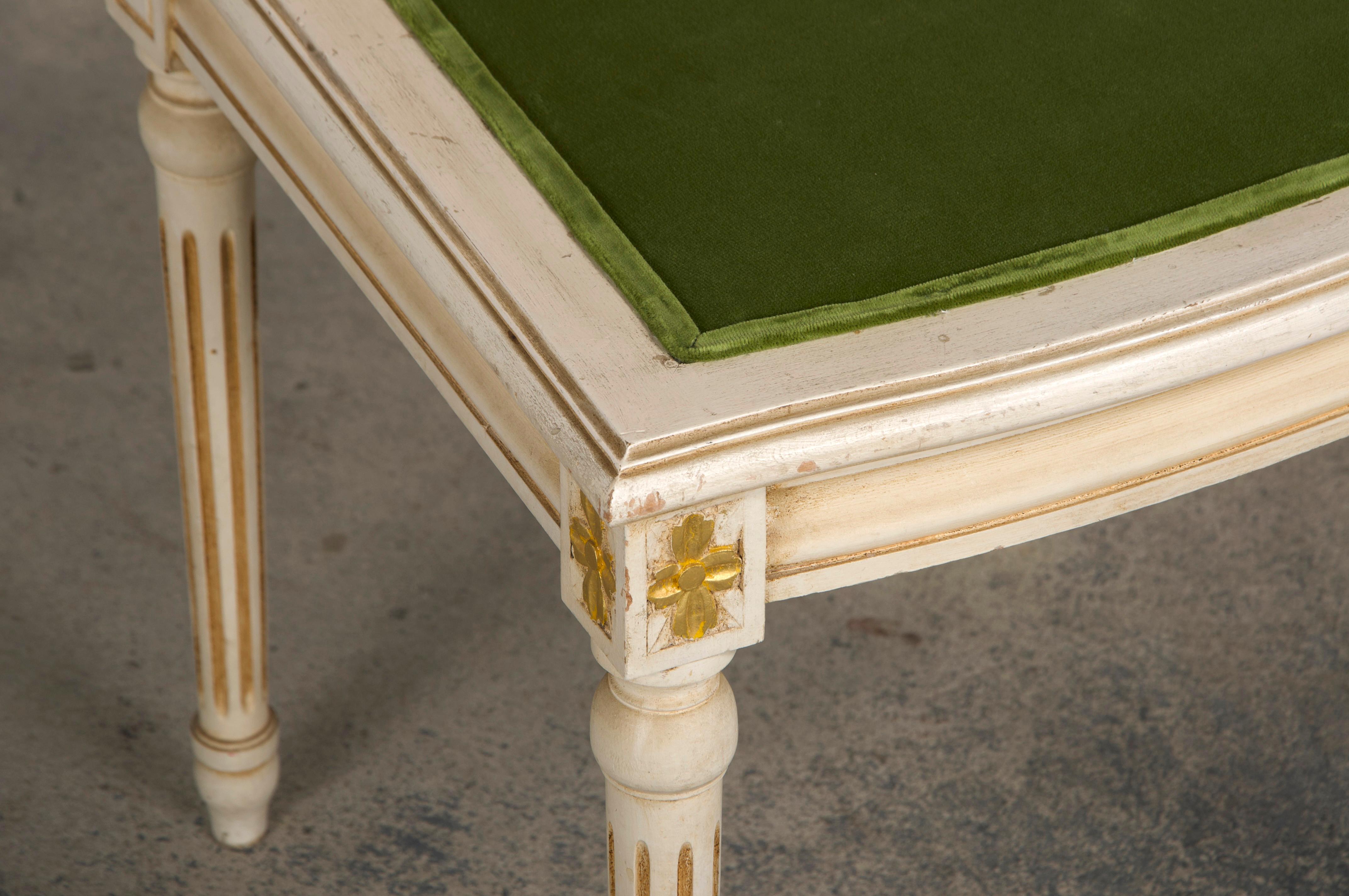 Six Antique French Louis XVI Style Painted Square Cane Back Dining Chairs 2