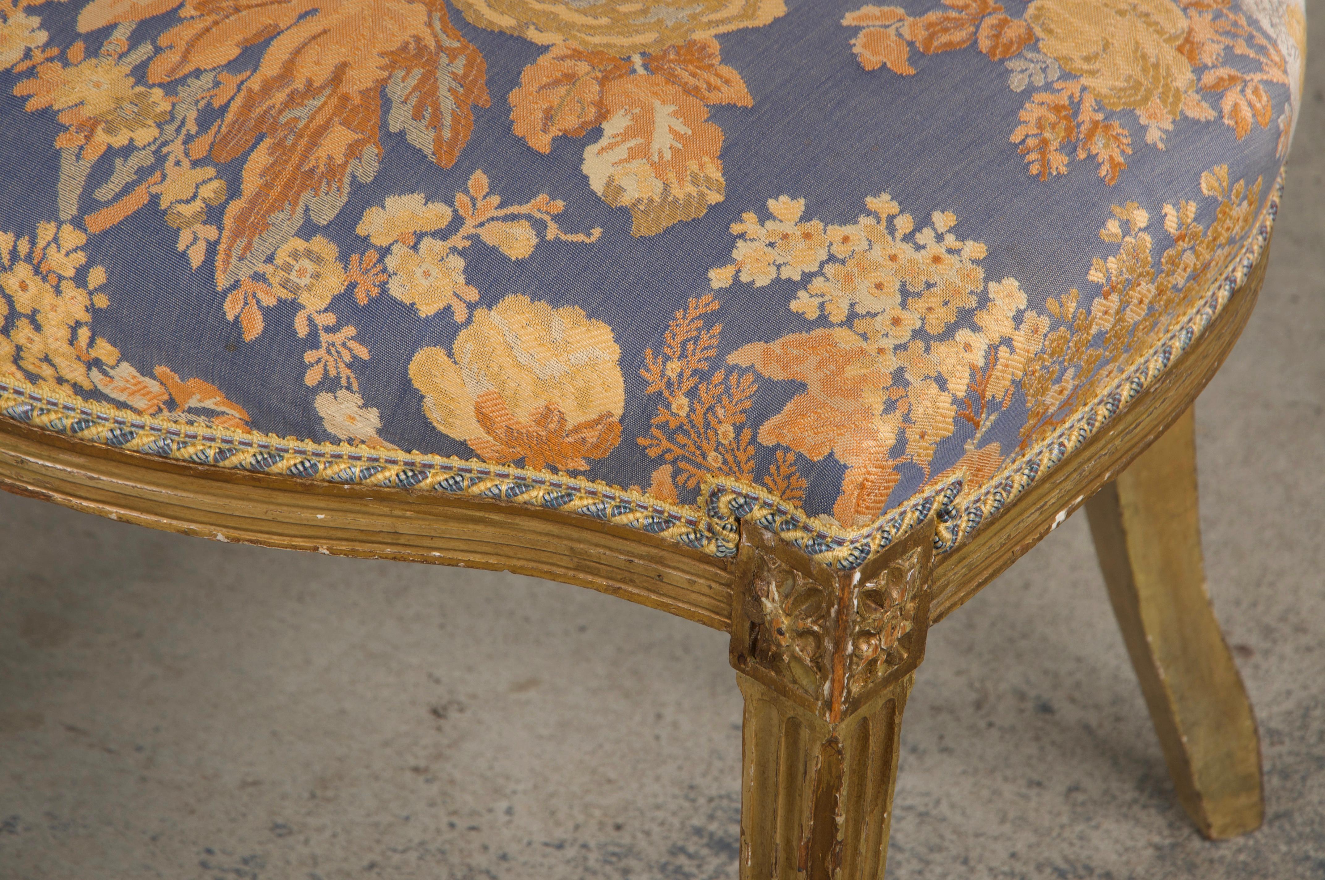 Six Antique French Neoclassical Louis Style XVI Dining Chairs W/ Floral Fabric For Sale 10
