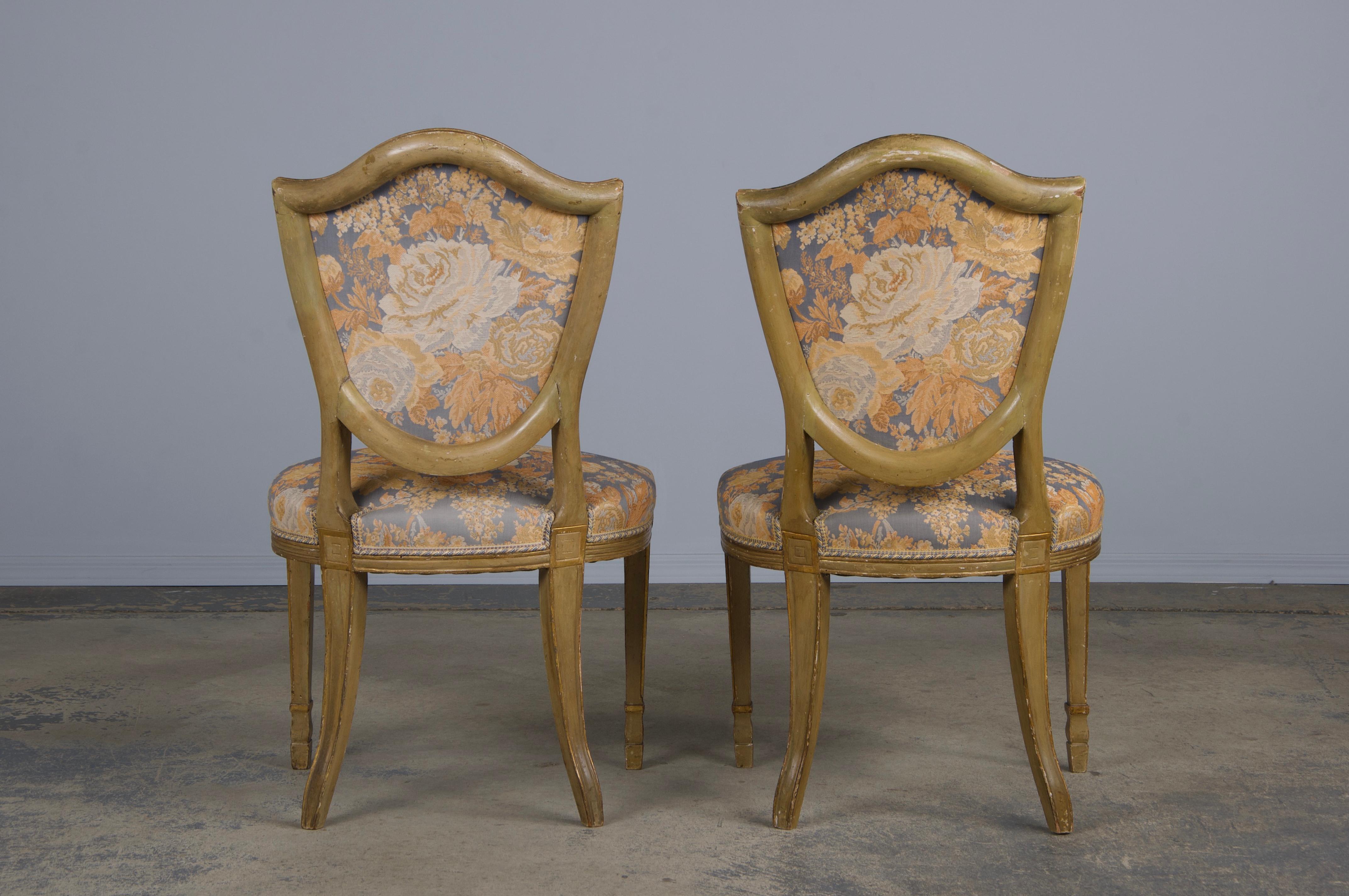 Six Antique French Neoclassical Louis Style XVI Dining Chairs W/ Floral Fabric For Sale 12