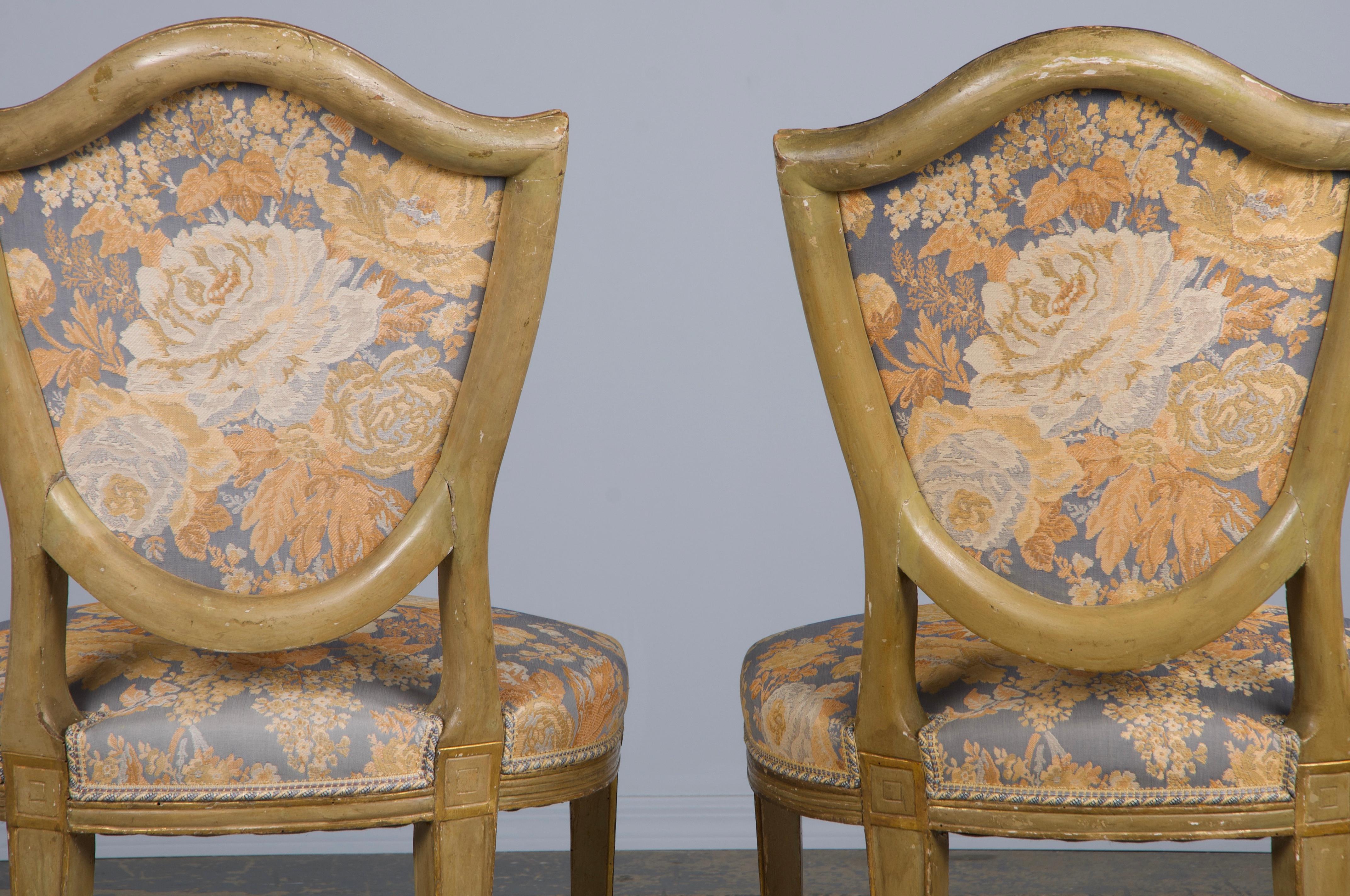 Six Antique French Neoclassical Louis Style XVI Dining Chairs W/ Floral Fabric For Sale 13
