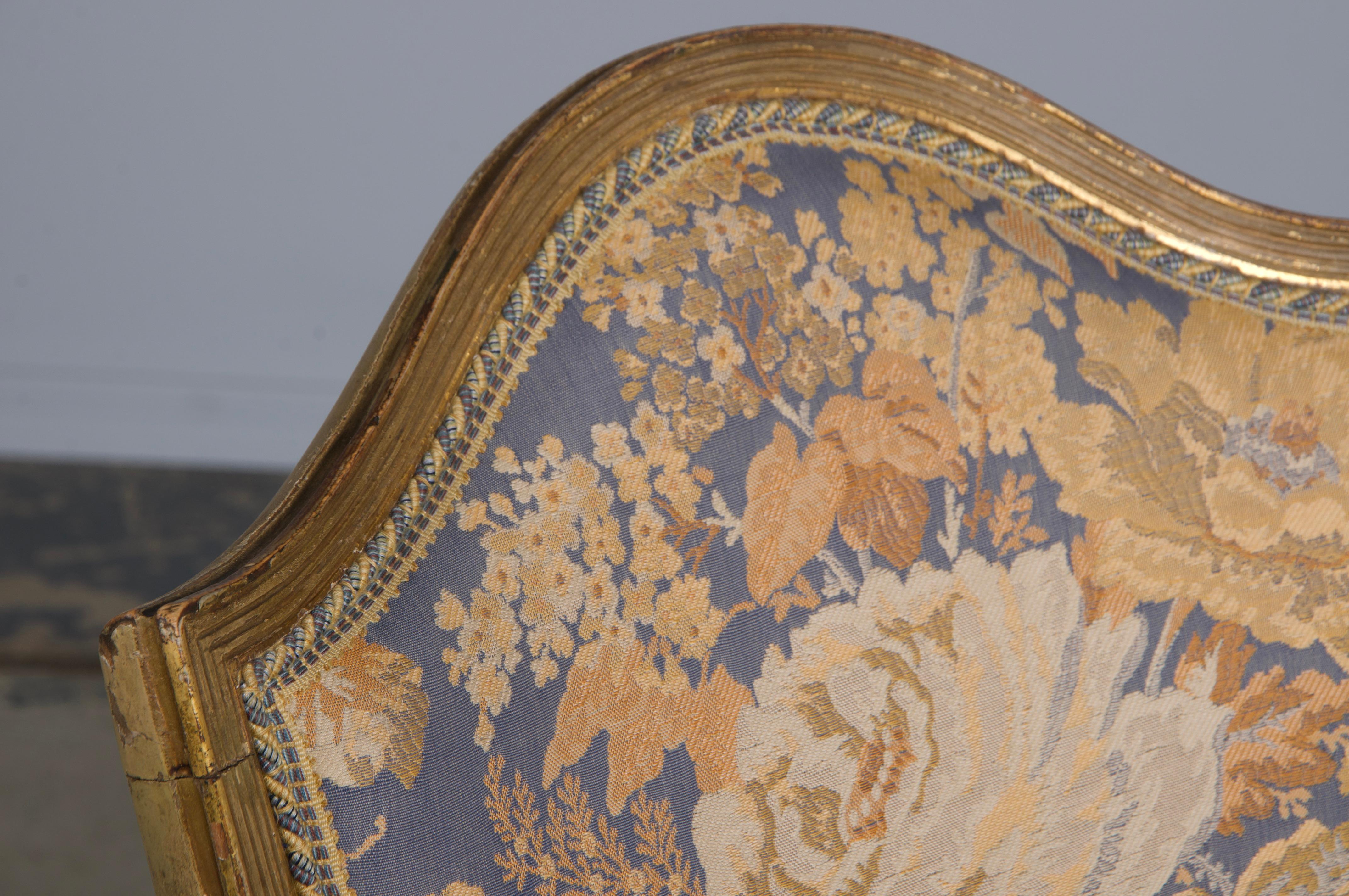 Six Antique French Neoclassical Louis Style XVI Dining Chairs W/ Floral Fabric For Sale 3
