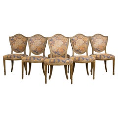 Six Antique French Neoclassical Louis Style XVI Dining Chairs W/ Floral Fabric
