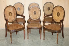 SiX ANTIQUE GEORGE HEPPLEWHITE BERGERE SHERATON REVIVAL PAINTED DINING CHAIRS