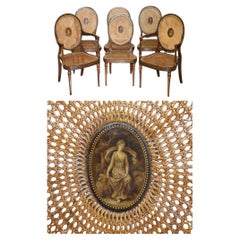 SiX ANTIQUE GEORGE HEPPLEWHITE BERGERE SHERATON REVIVAL PAINTED DINING CHAIRS