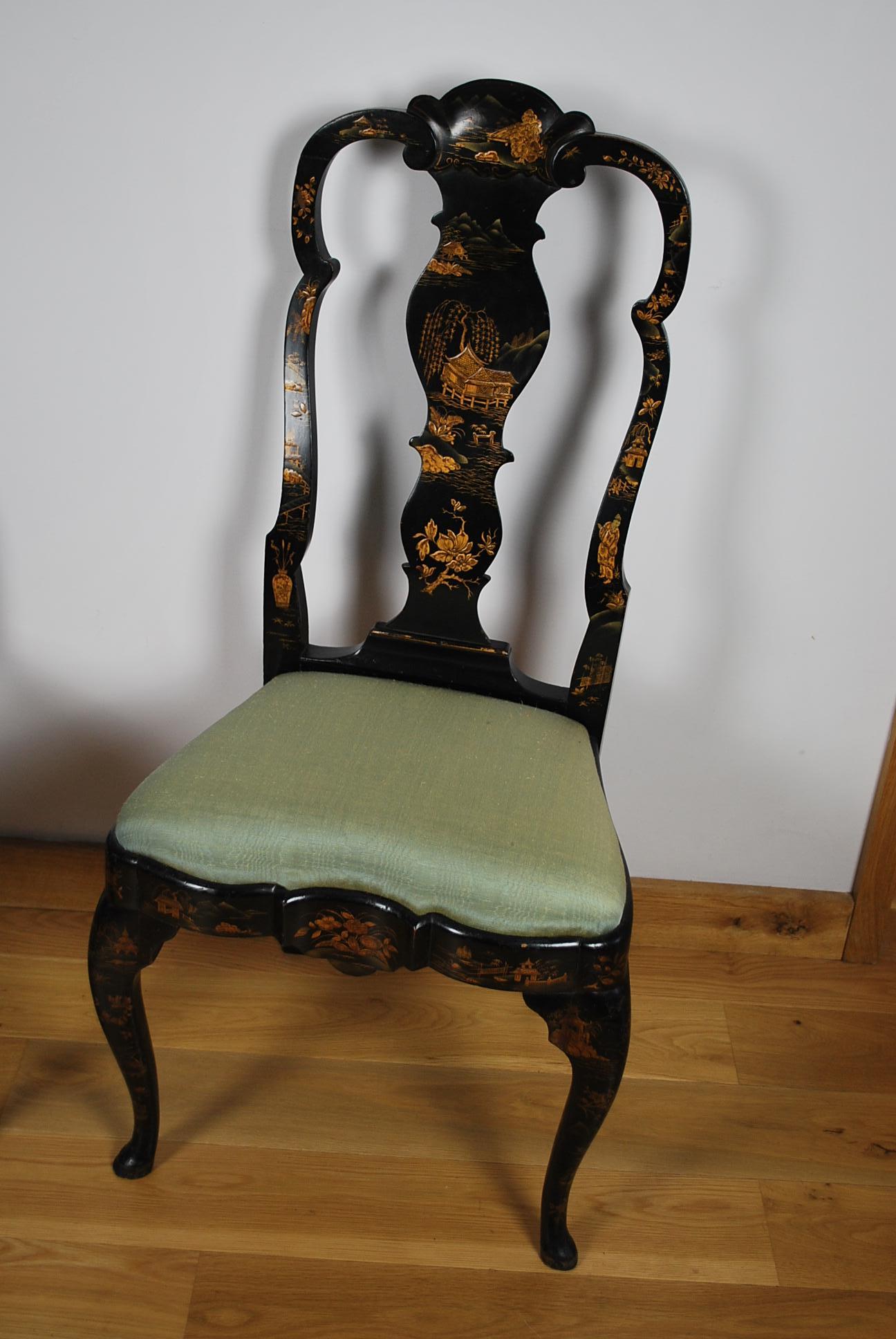 19th Century Six antique Georgian Dutch Lacquer Chairs 'Property of Admiral David Beatty' For Sale