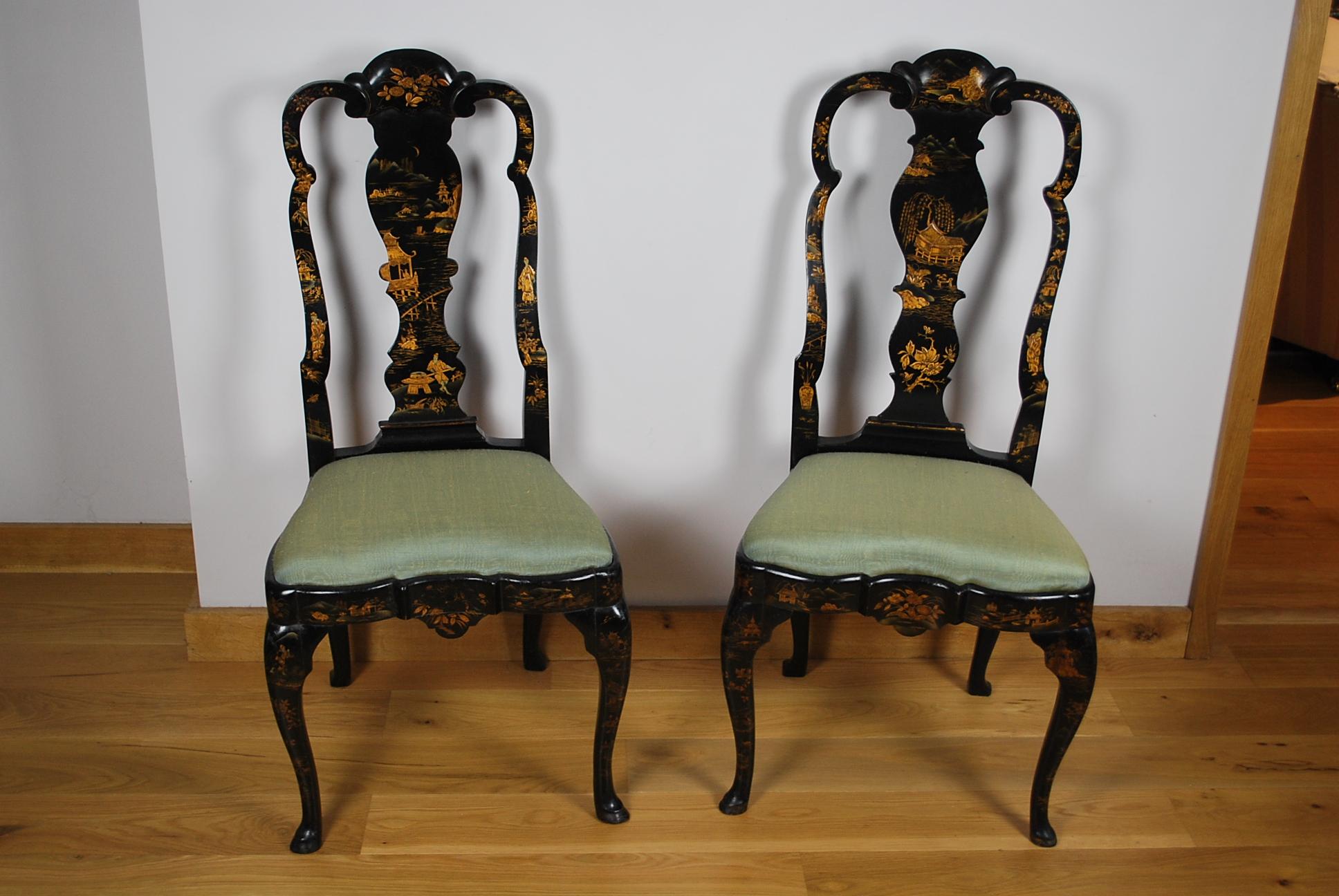 Beech Six antique Georgian Dutch Lacquer Chairs 'Property of Admiral David Beatty' For Sale