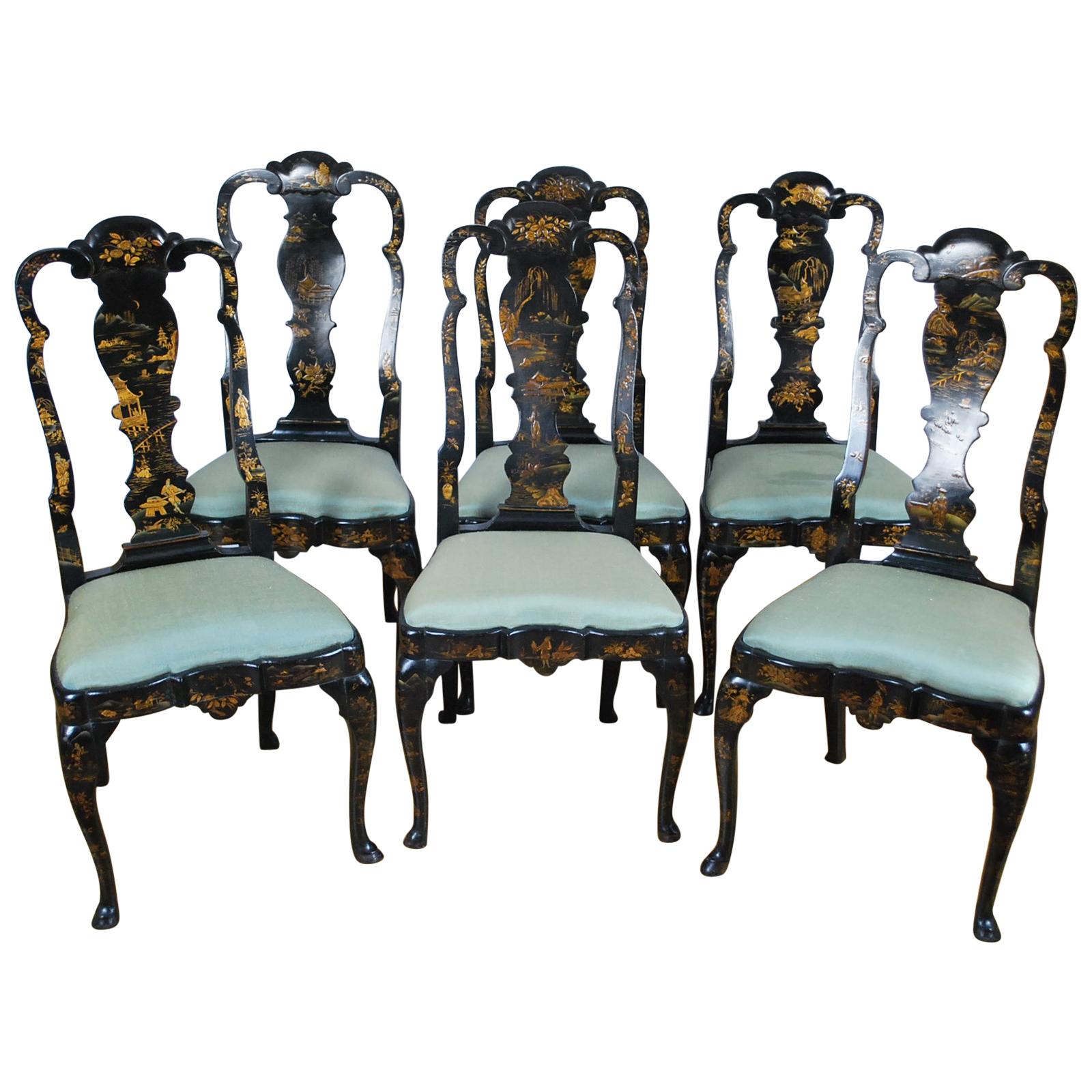 Six antique Georgian Dutch Lacquer Chairs 'Property of Admiral David Beatty' For Sale