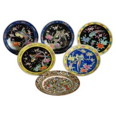 Six Antique Japanese Satsuma Hand Painted Porcelain Plates C1920