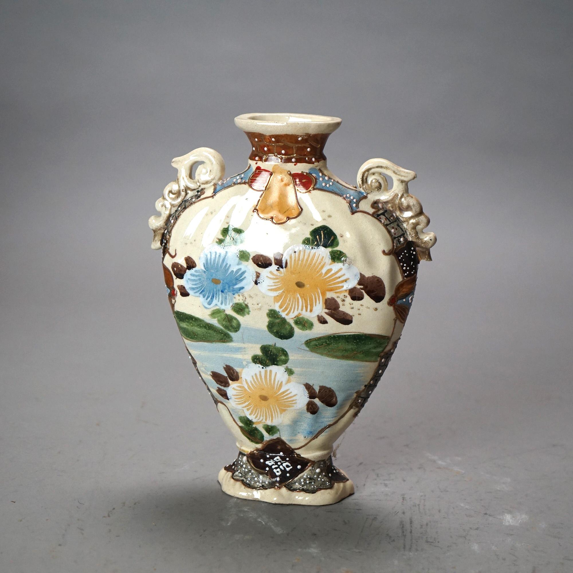 Sei antichi vasi giapponesi in ceramica Satsuma dipinti a mano C1920 In condizioni buone in vendita a Big Flats, NY
