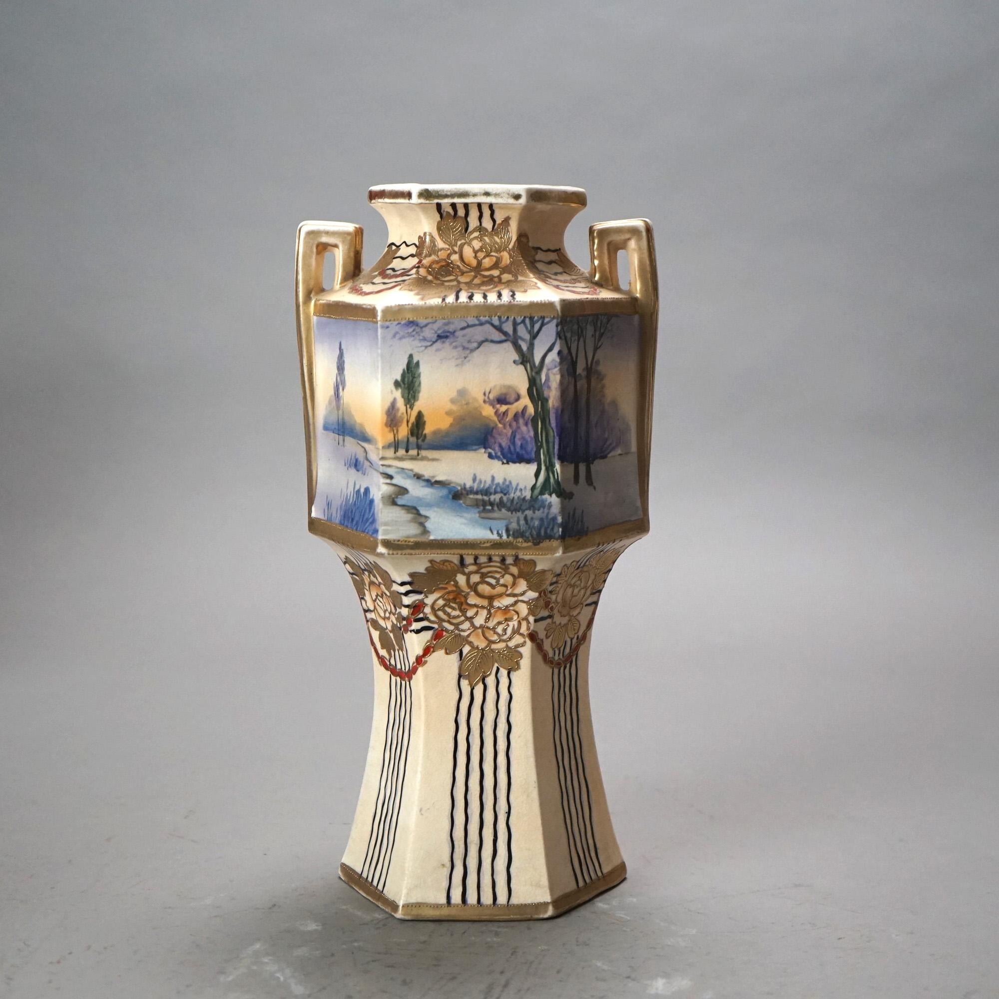 Sei antichi vasi giapponesi in ceramica Satsuma dipinti a mano C1920 in vendita 1