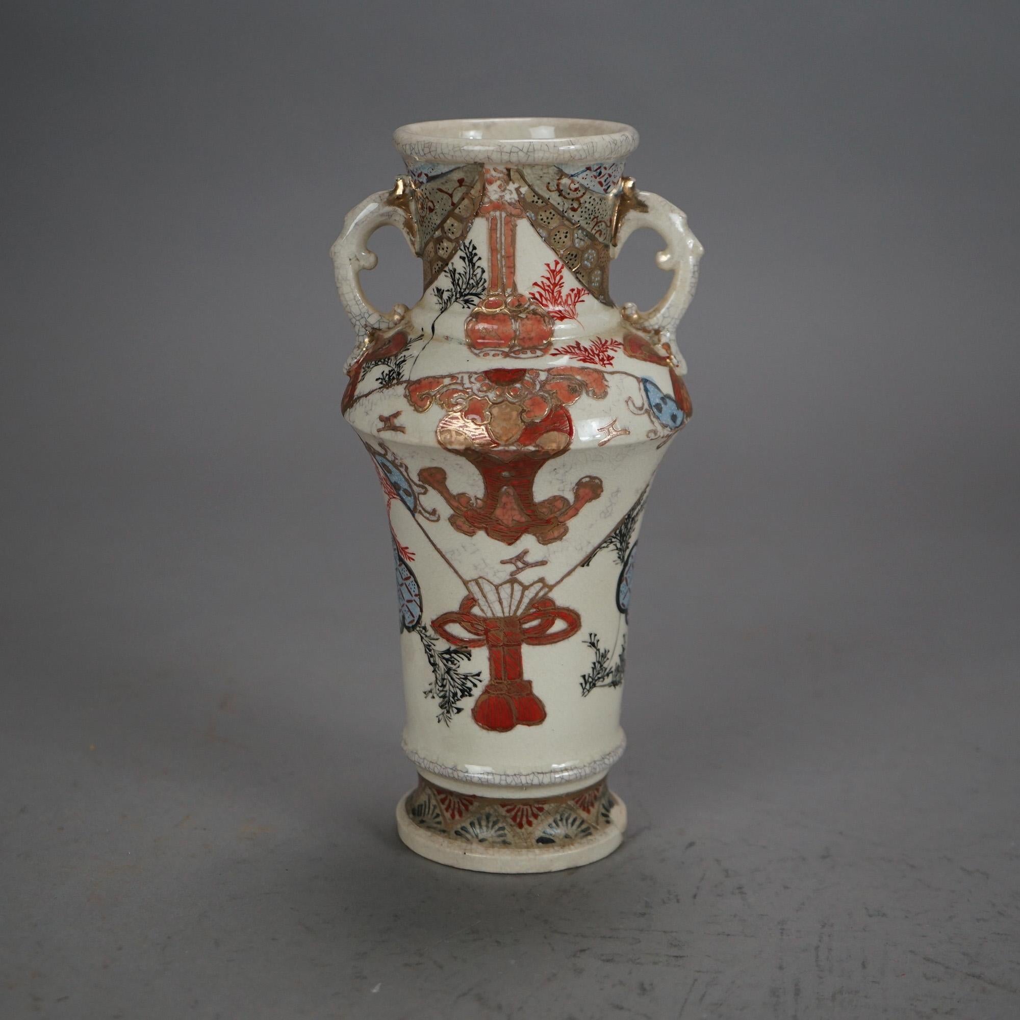 Seis jarrones antiguos de cerámica japonesa Satsuma C1920 en venta 5