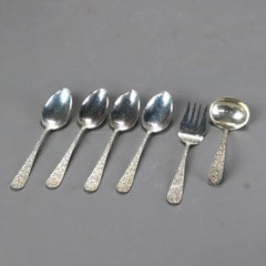 Six Antique Kirk Stieff Repousse Sterling Silver Serving Utensils 13.3 Troy Oz