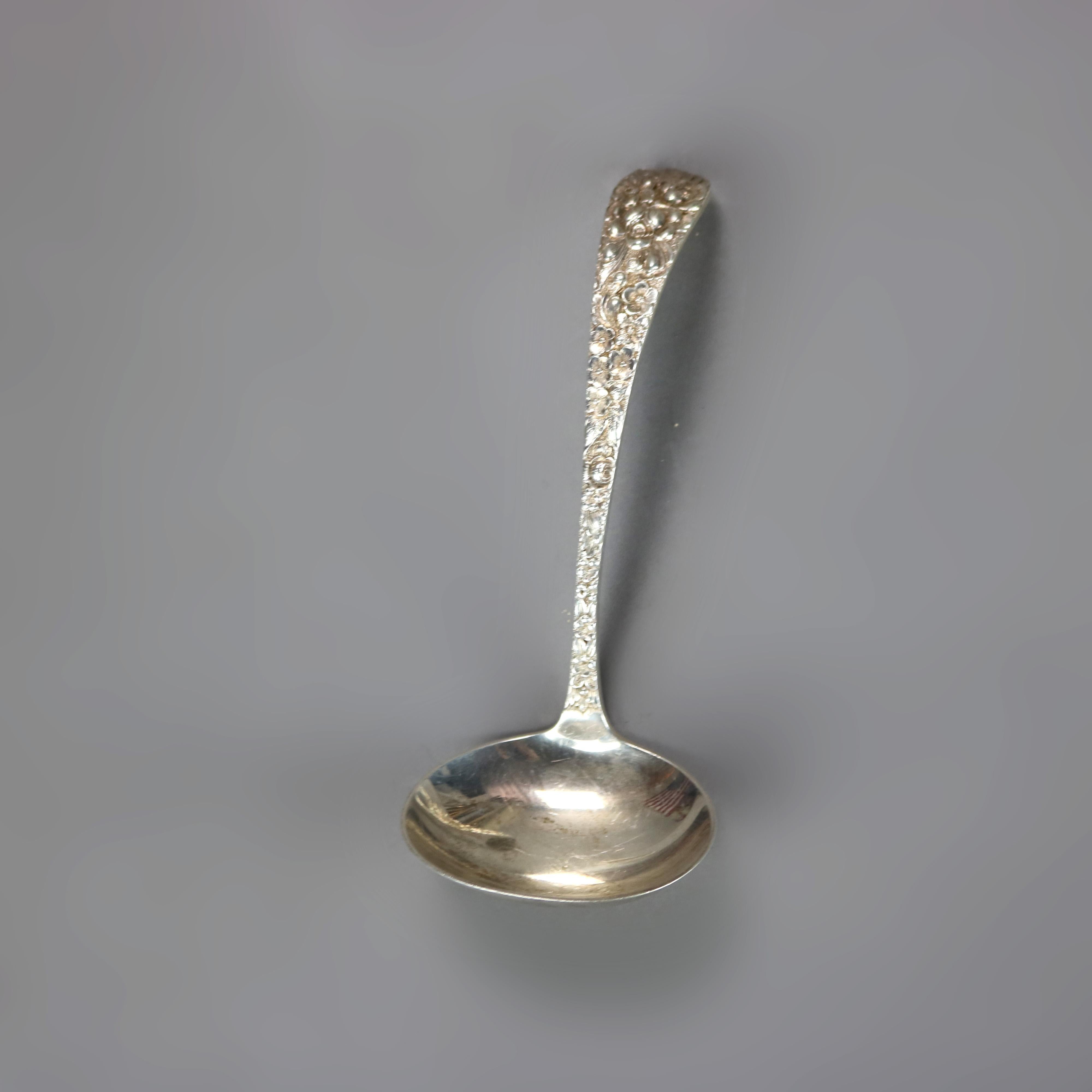 Six Antique Kirk Stieff Repousse Sterling Silver Serving Utensils 13.3 Troy Oz In Good Condition In Big Flats, NY