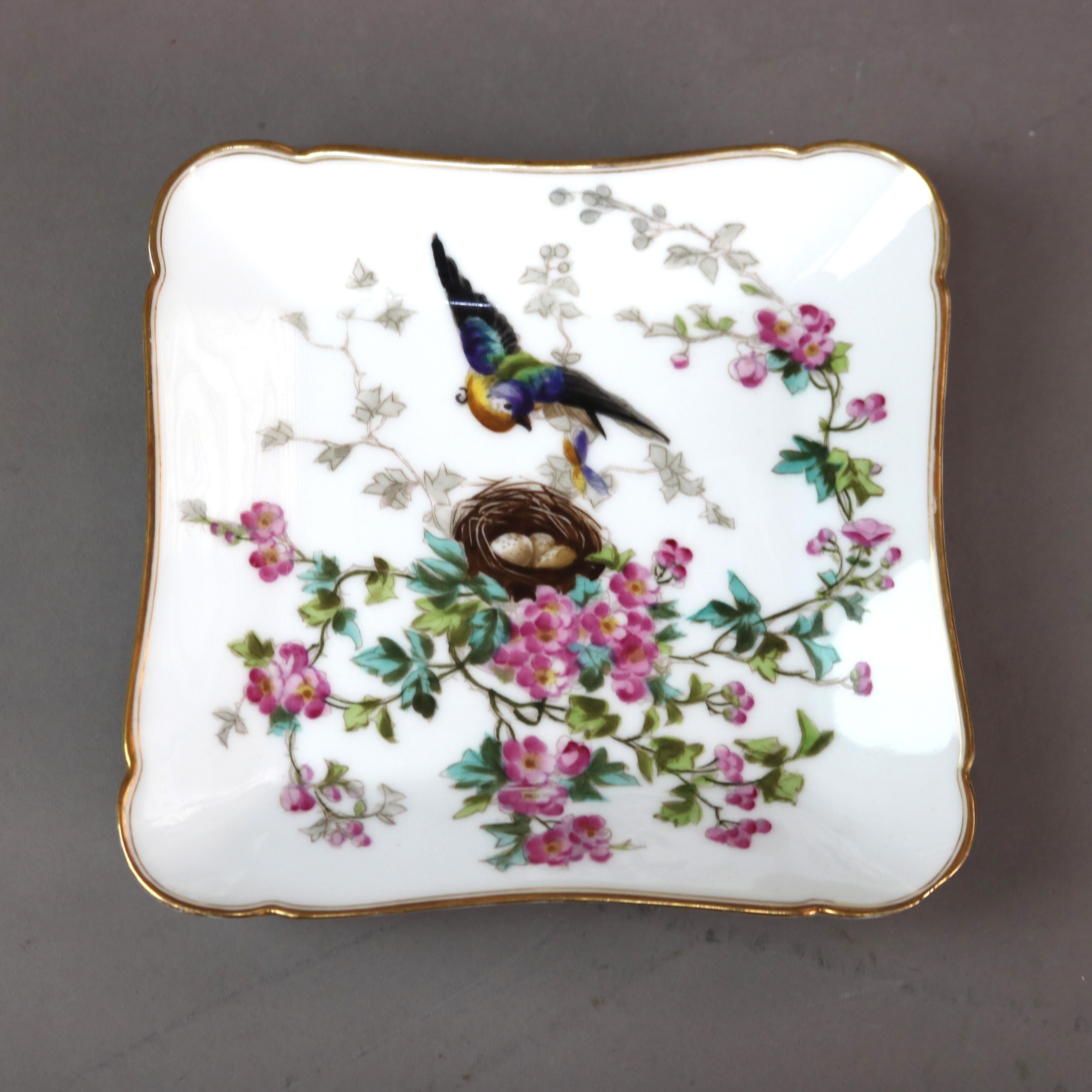 Six Antique Limoges Hand Painted & Gilt Plates with Nesting Birds C1910

Measures - 7 3/4