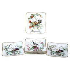 Six Antique Limoges Hand Painted & Gilt Plates with Nesting Birds C1910