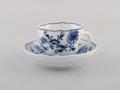 Six Antique Meissen "Blue Onion" Coffee Cups with Saucer in Porcelain