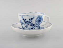 Six Antique Meissen "Blue Onion" Coffee Cups with Saucer in Porcelain