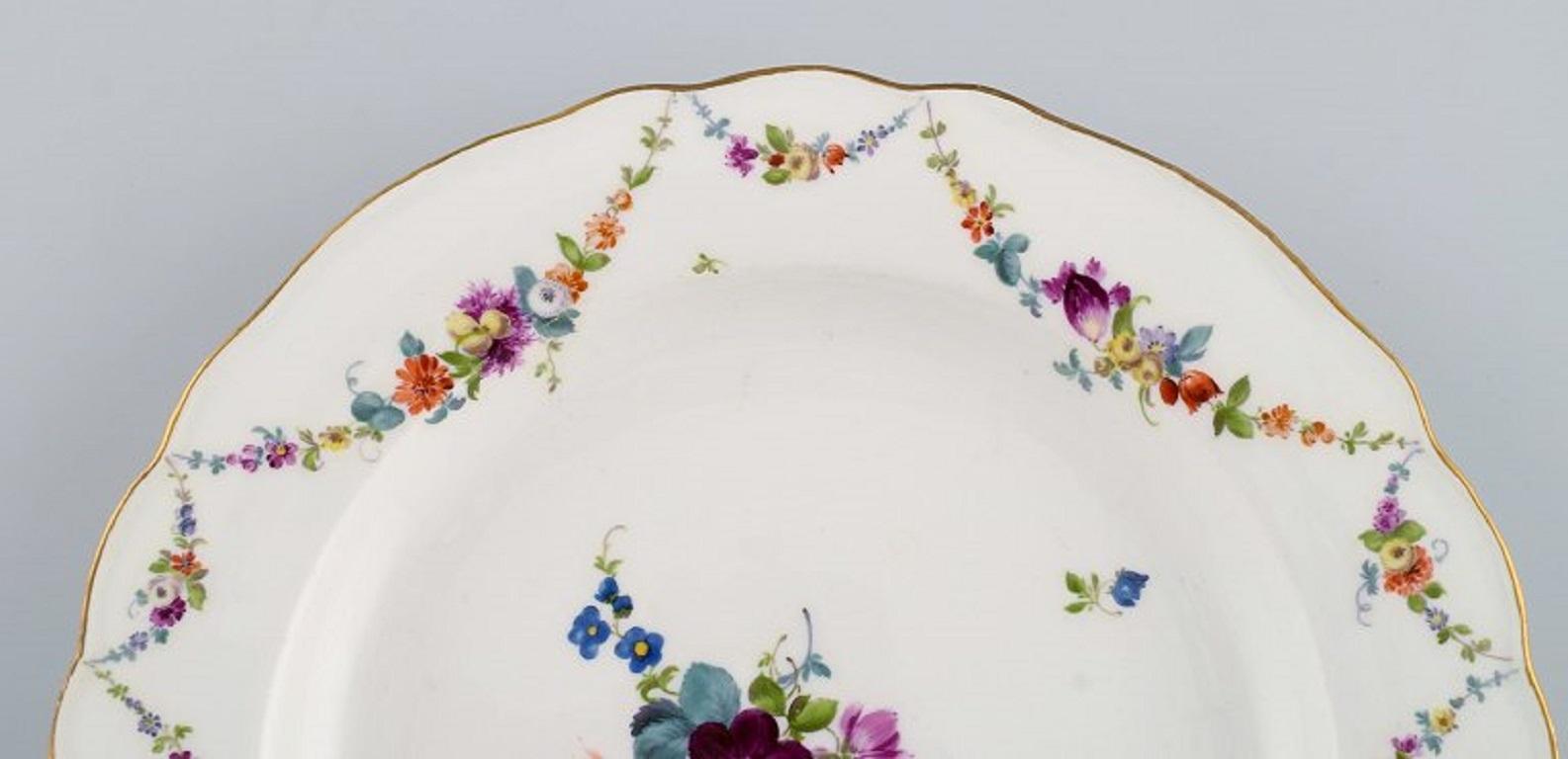 Six Antique Meissen Porcelain Plates with Hand-Painted Flowers, Late 19th C 1
