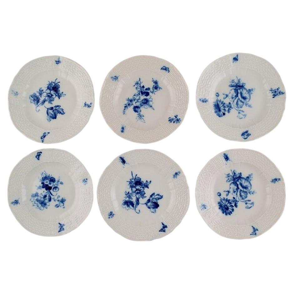 Six Antique Meissen Side Plates in Hand-Painted Porcelain, Late 19th C.
