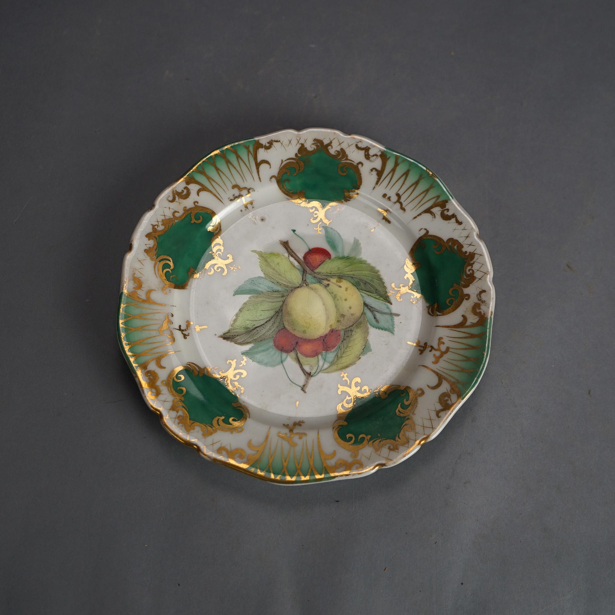 Six Antique Old Paris Porcelain Plates with Fruit Decoration & Gilt Highlights C1890

Measures - 1