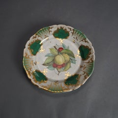 Six Antique Old Paris Porcelain Plates with Fruit Decoration C1890