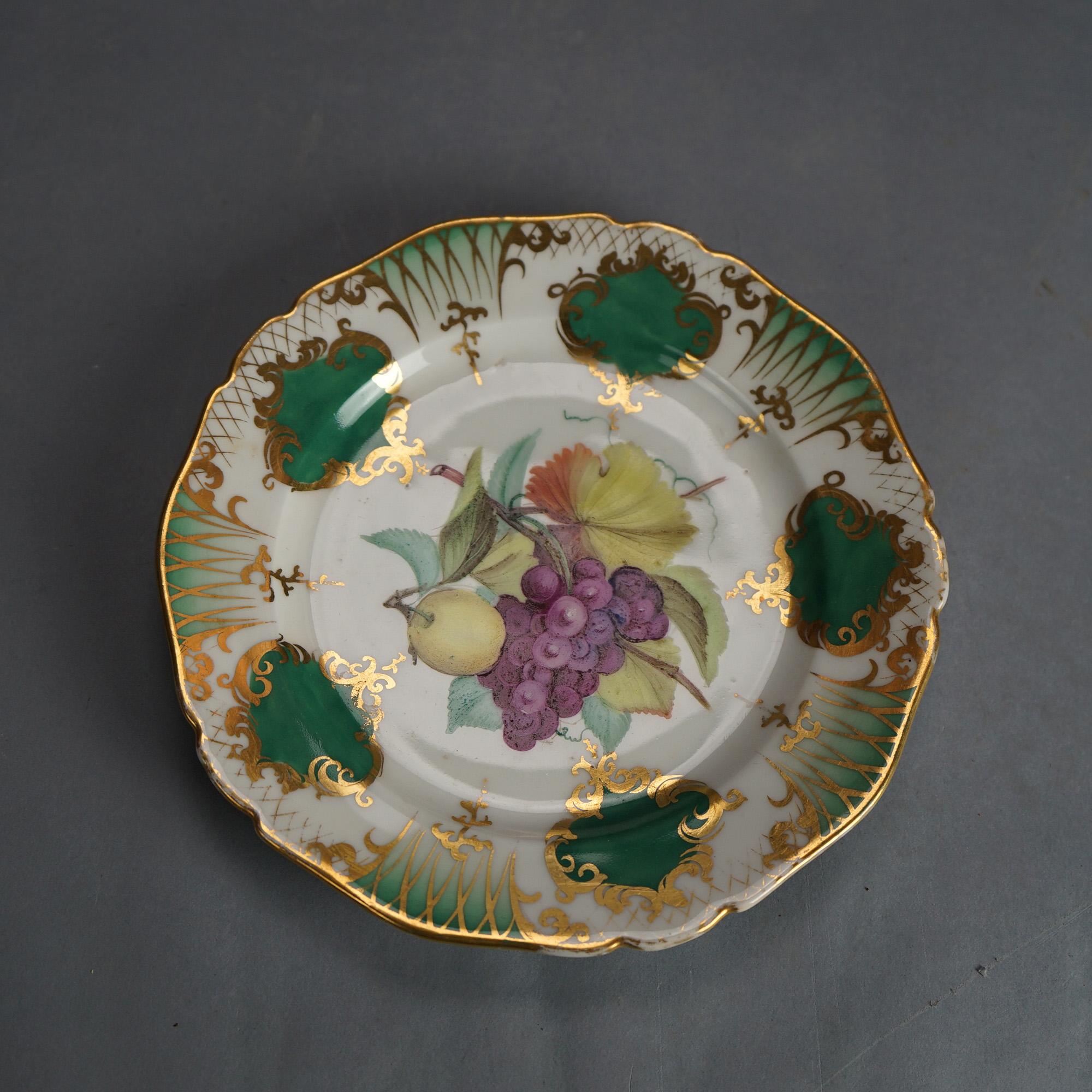 Six Antique Old Paris Porcelain Plates with Fruit Decoration C1890 In Good Condition For Sale In Big Flats, NY
